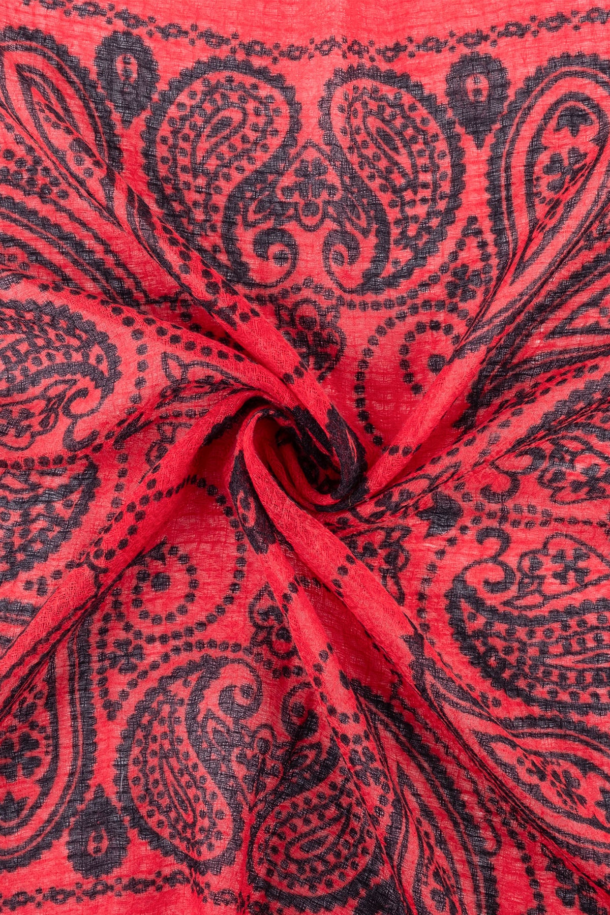 Kırmızı Jas Desenli Kare Şal 70x70 cm