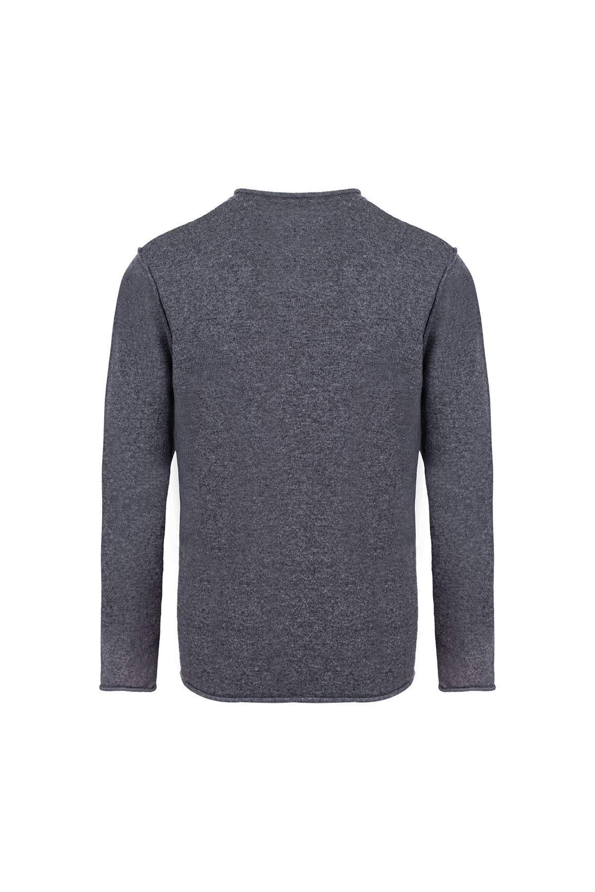 Gri David Saf Kaşmir Bisiklet Yaka Erkek Kazak