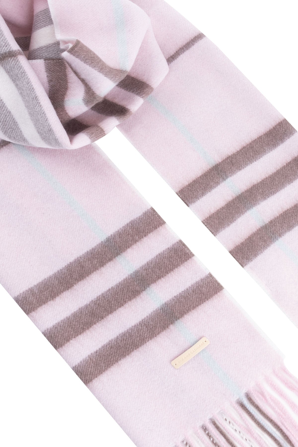 Pembe Patrick Saf Kaşmir Kareli Atkı 30x164