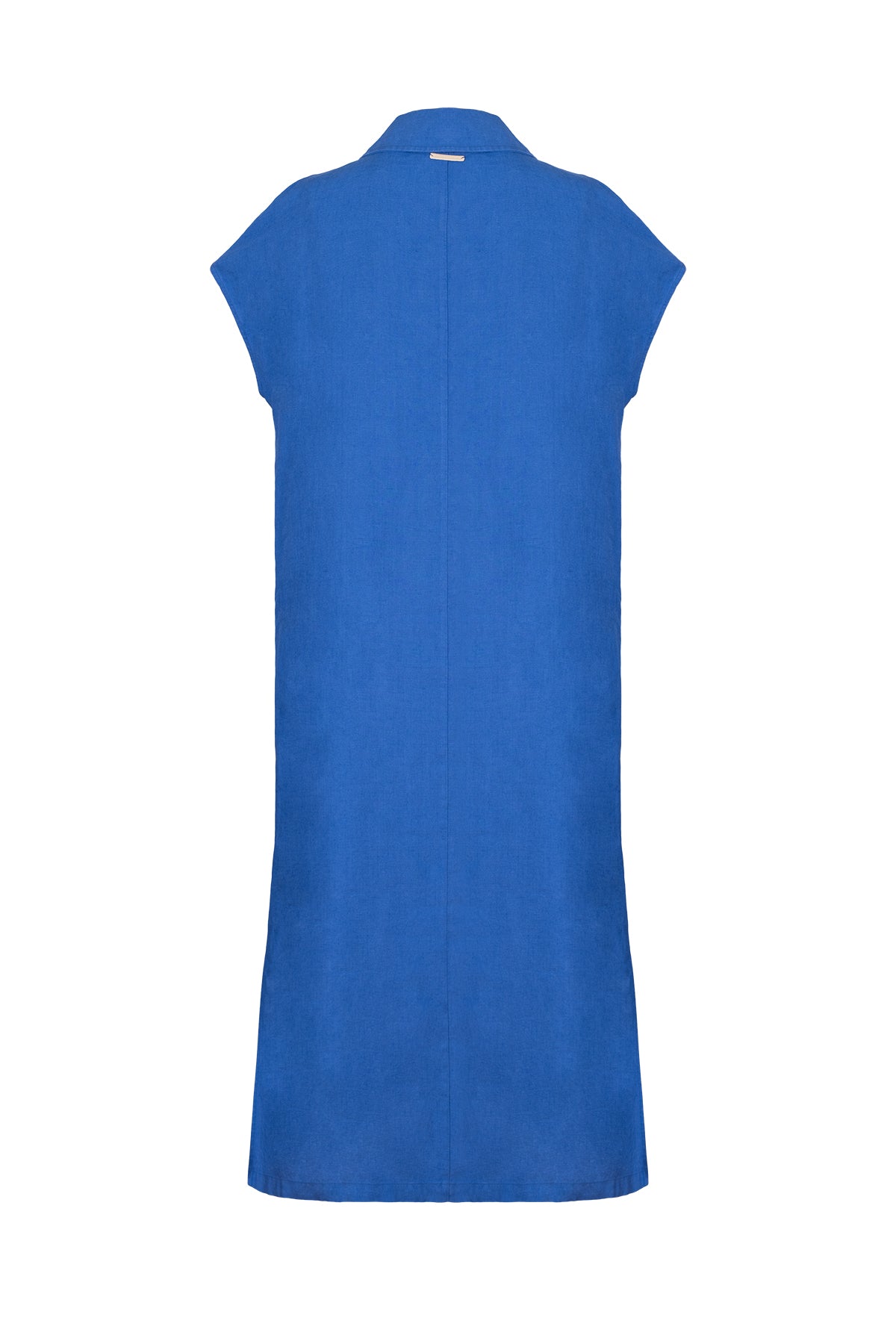 Mavi Kate Keten Polo Yaka Elbise