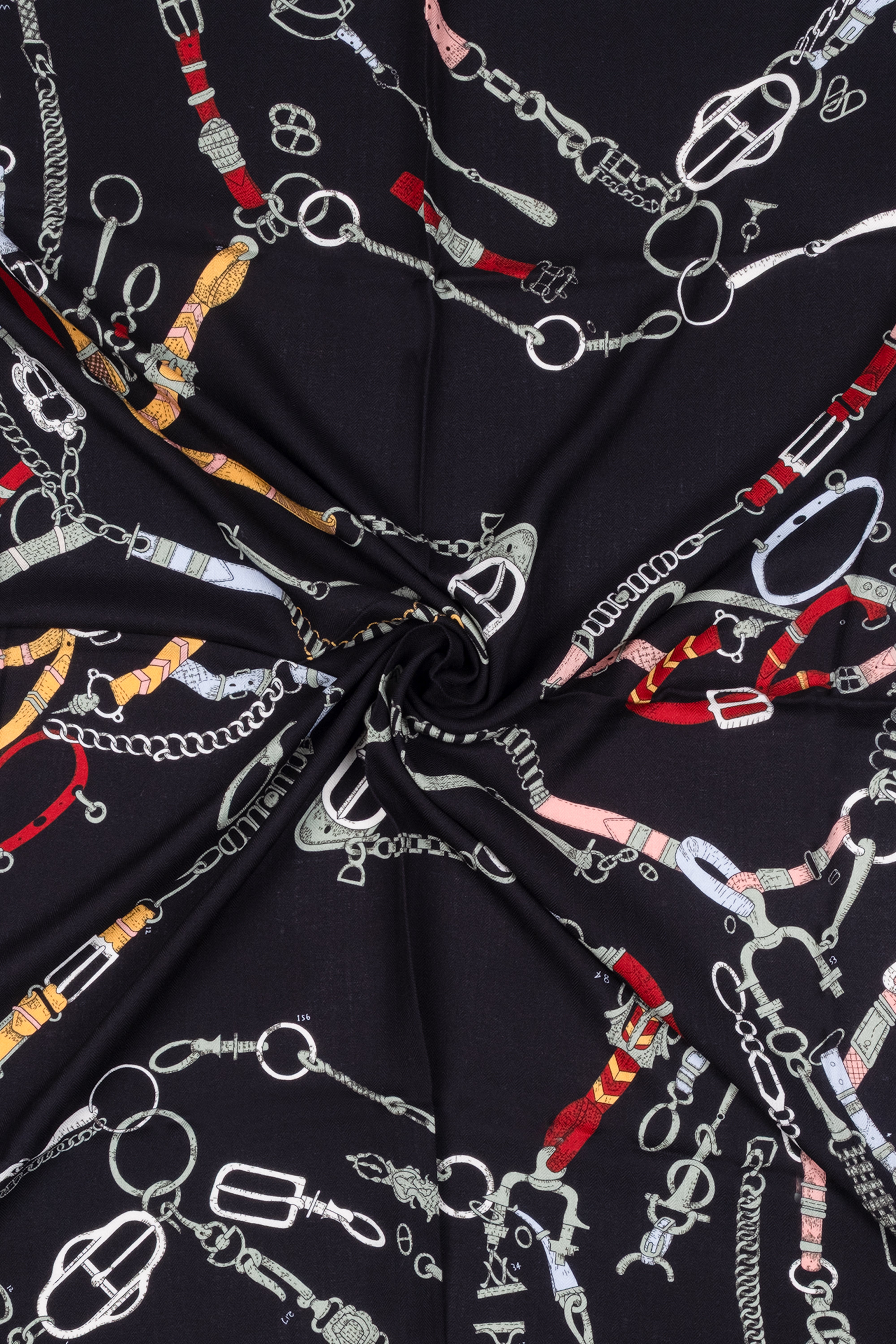 Siyah Linda Saf Kaşmir Desenli Kare Eşarp 140x140 cm