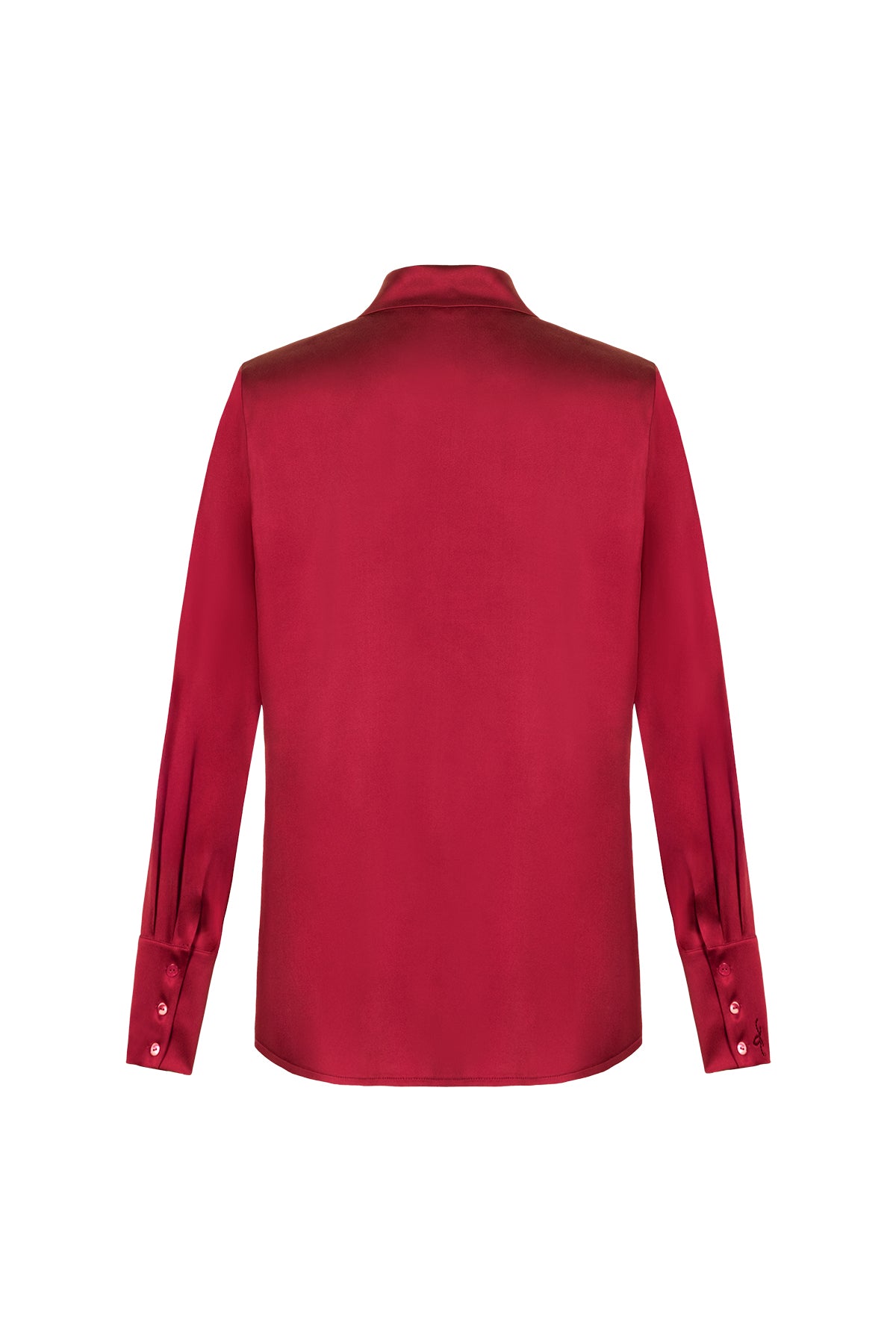Kırmızı Saf İpek Audrey Uzun Kollu Gömlek