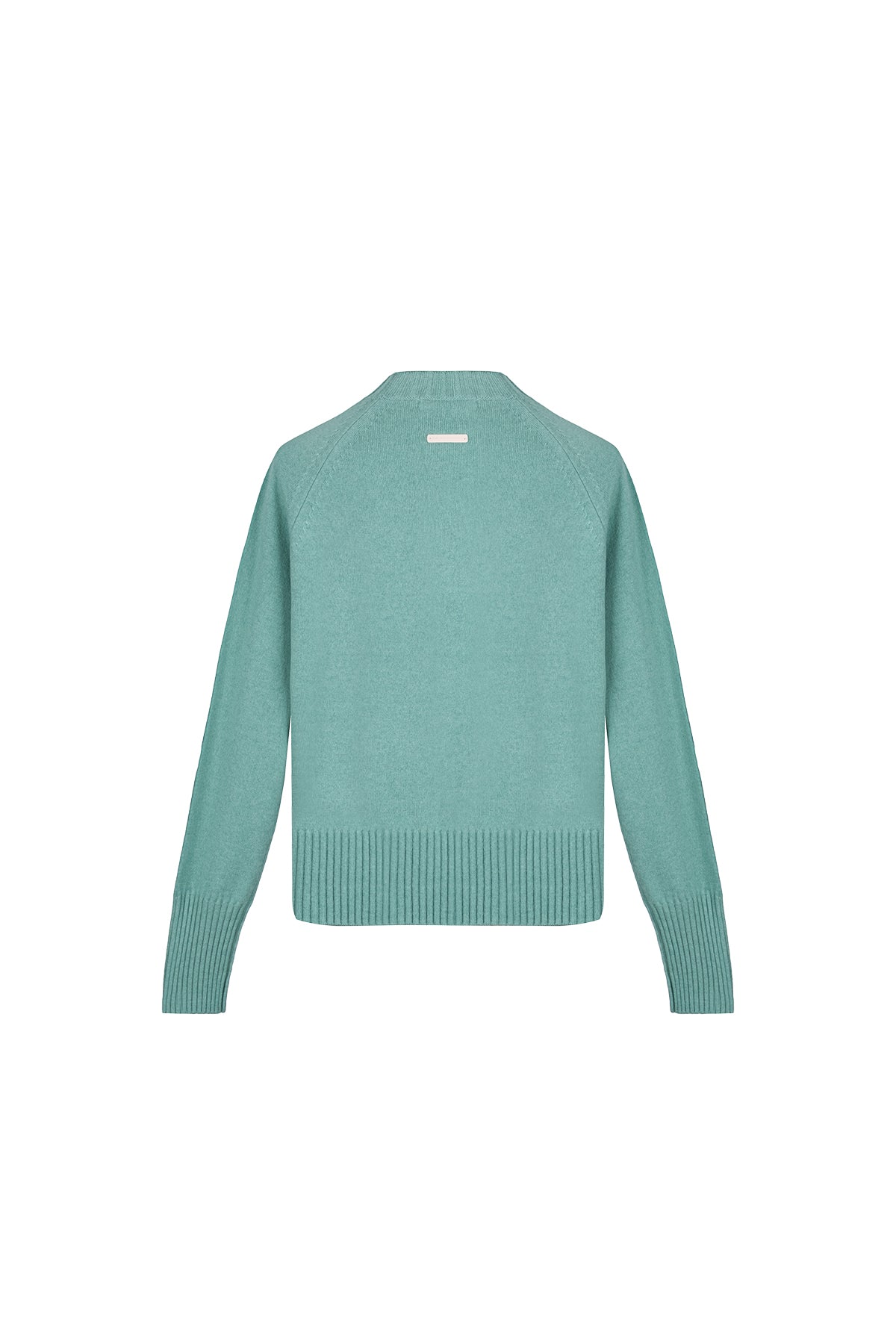 Nil Yeşili Carla Saf Kaşmir Yuvarlak Yaka Kazak