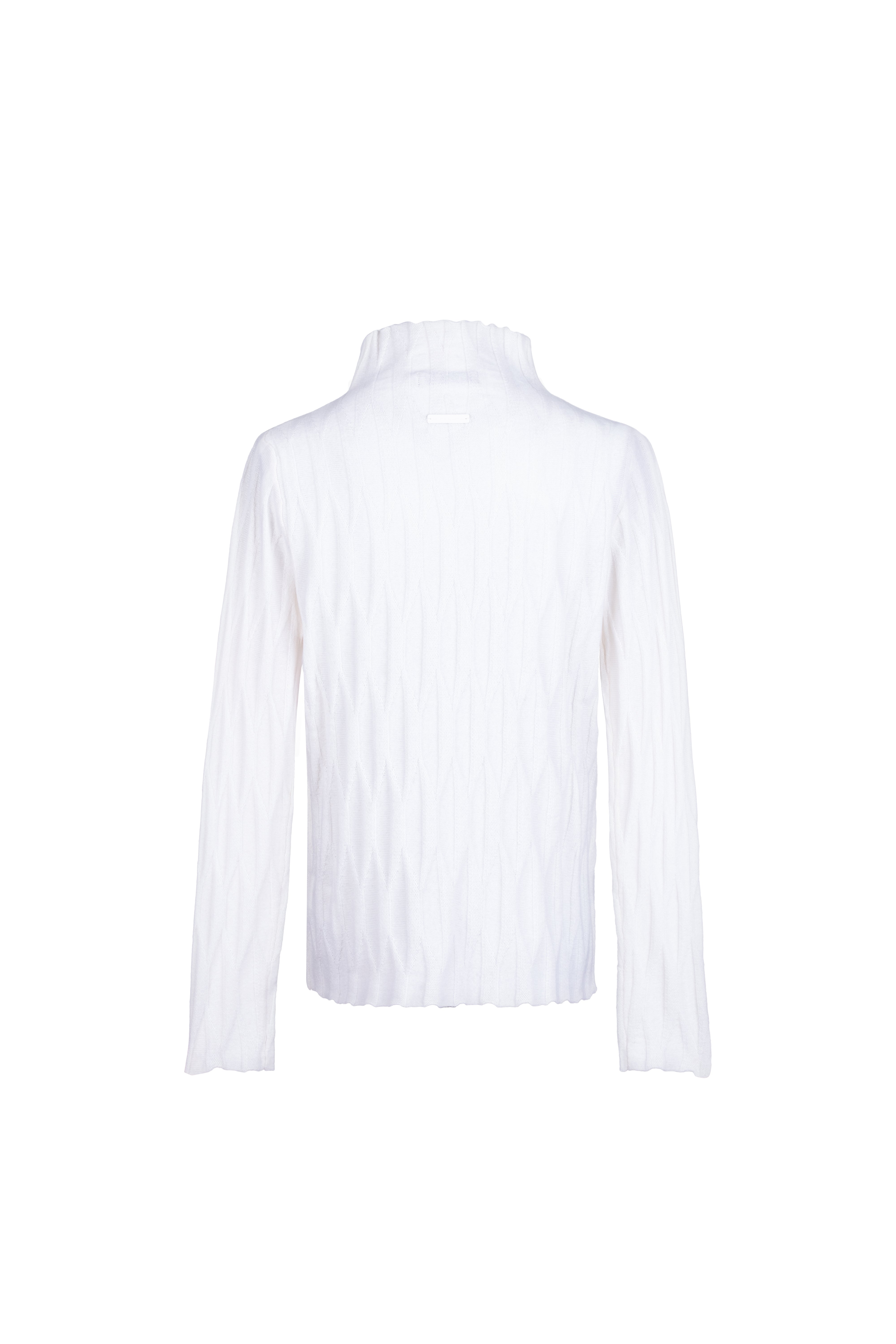 Beyaz Maggie Saf Kaşmir Yarım Balıkçı Örgü Oyunlu Kazak