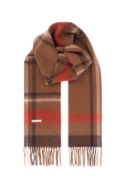 Camel Patrick Saf Kaşmir Kareli Atkı 30x164 cm