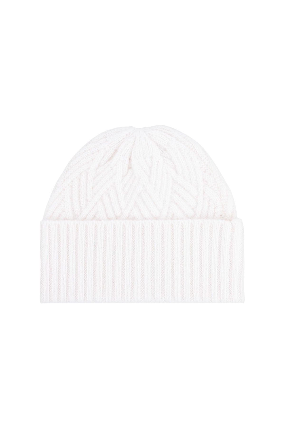 Beyaz Maggie Saf Kaşmir Bere