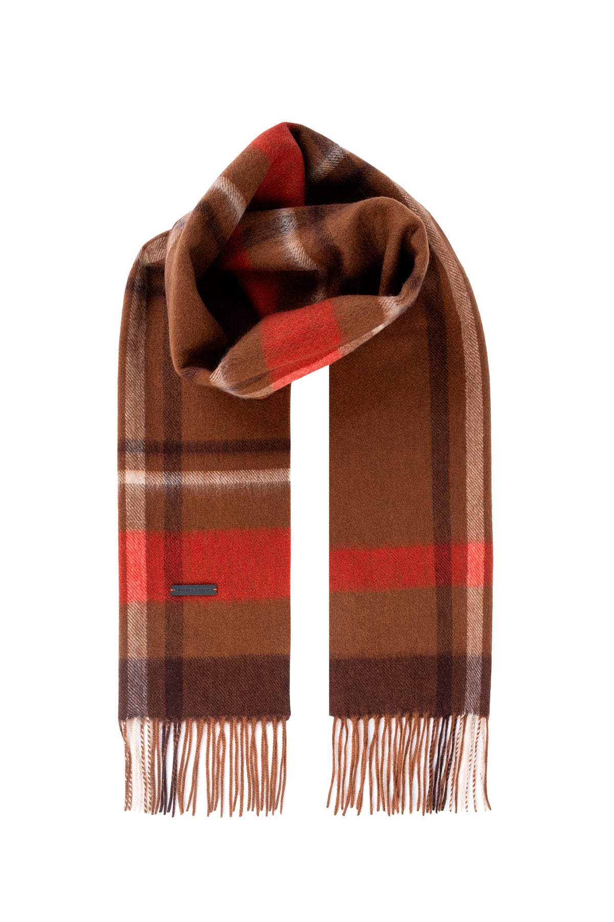 Camel Patrick Saf Kaşmir Kareli Atkı 30x164 cm