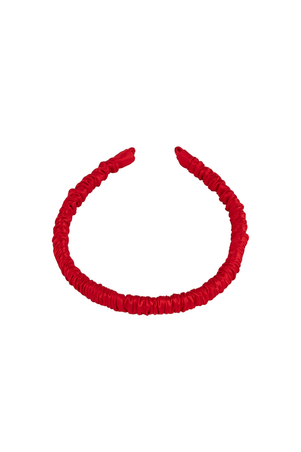 Kırmızı Anabel Saf İpek Büzgülü İnce Saç Tacı