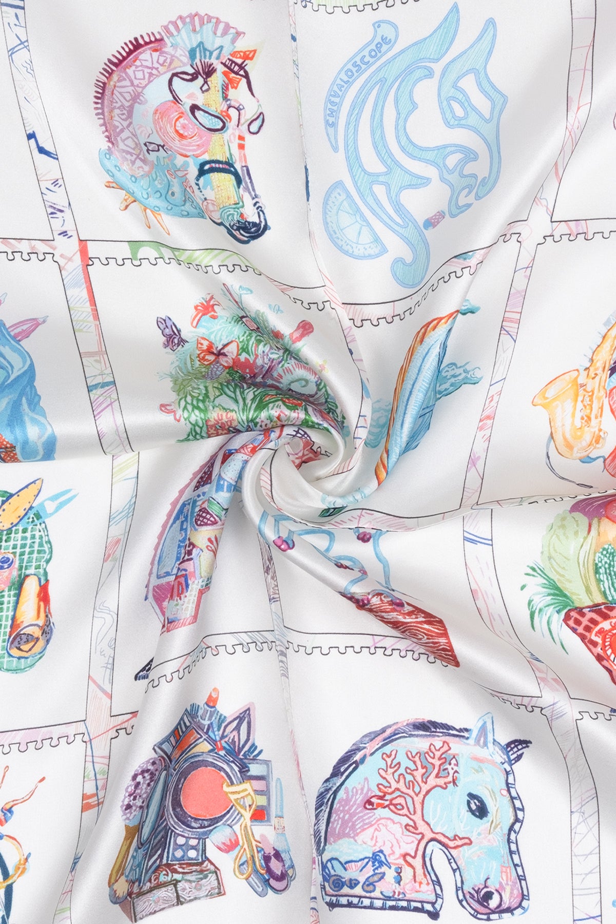 Renkli Laila Saf İpek Kare Eşarp 50x50 cm