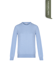 Açık Mavi Franca Saf Kaşmir Bisiklet Yaka Kazak