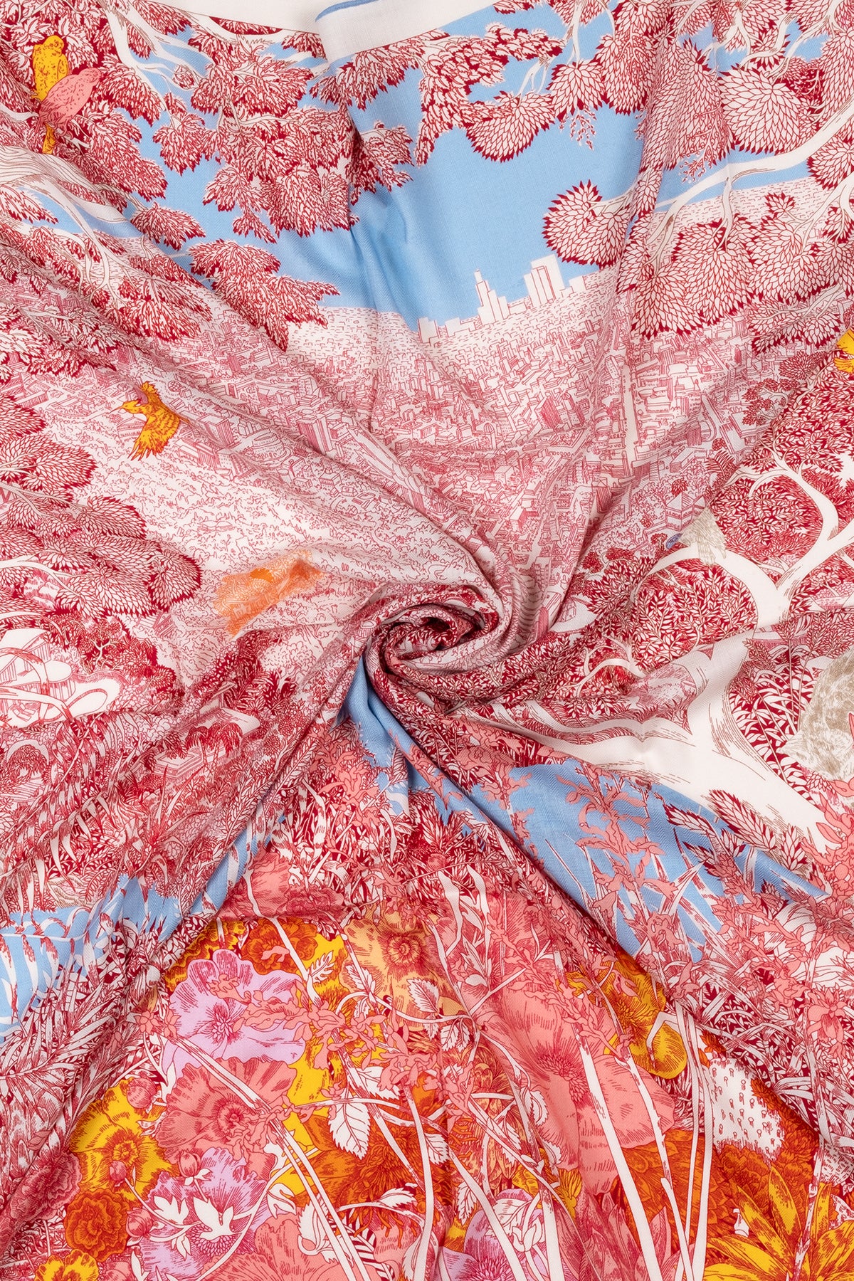 Mavi Fuşya Linda Kaşmir Desenli Kare Eşarp 140x140  cm