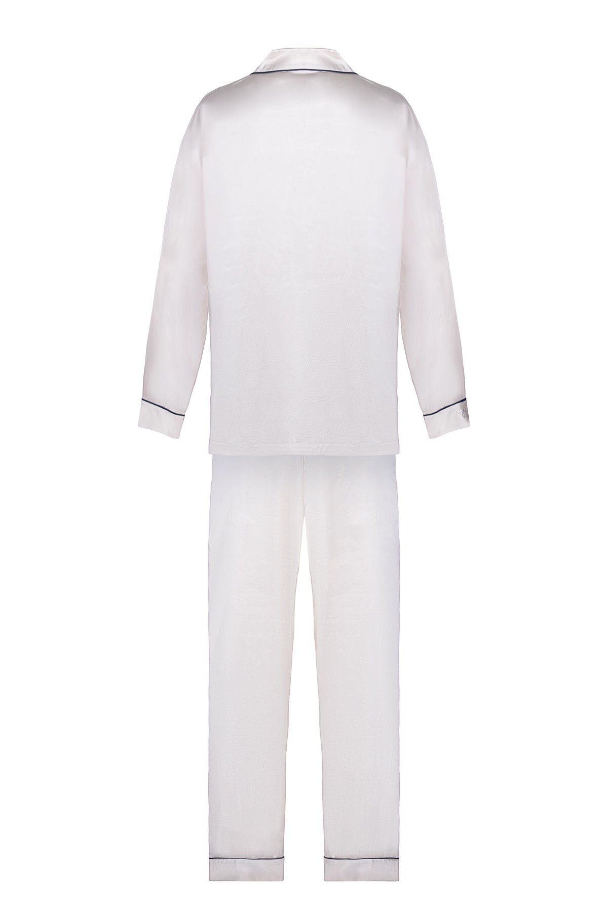 Beyaz Mindy Saf İpek Pijama Seti