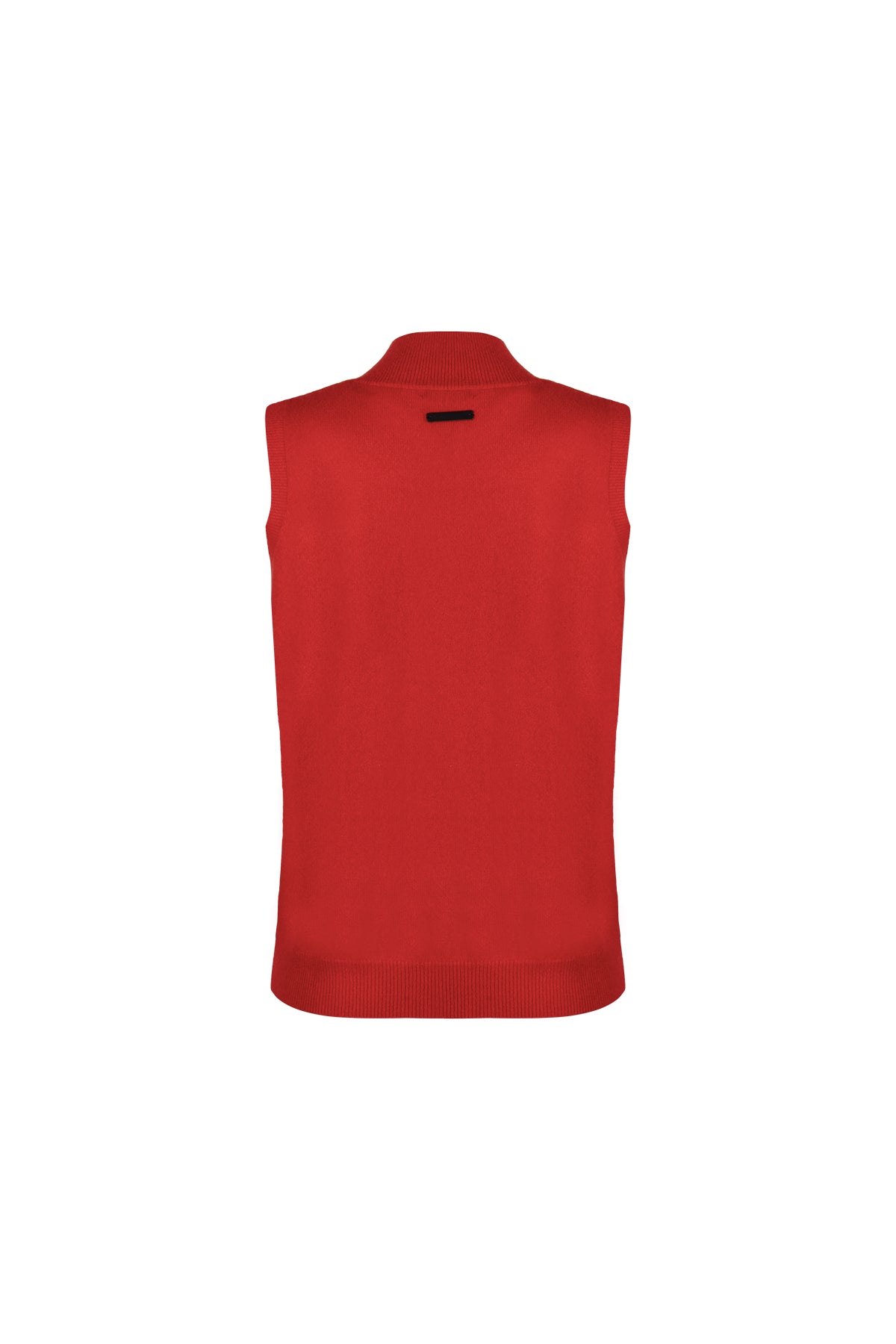 Koyu Turuncu Agata Saf Kaşmir Yüksek Yaka Kolsuz Triko