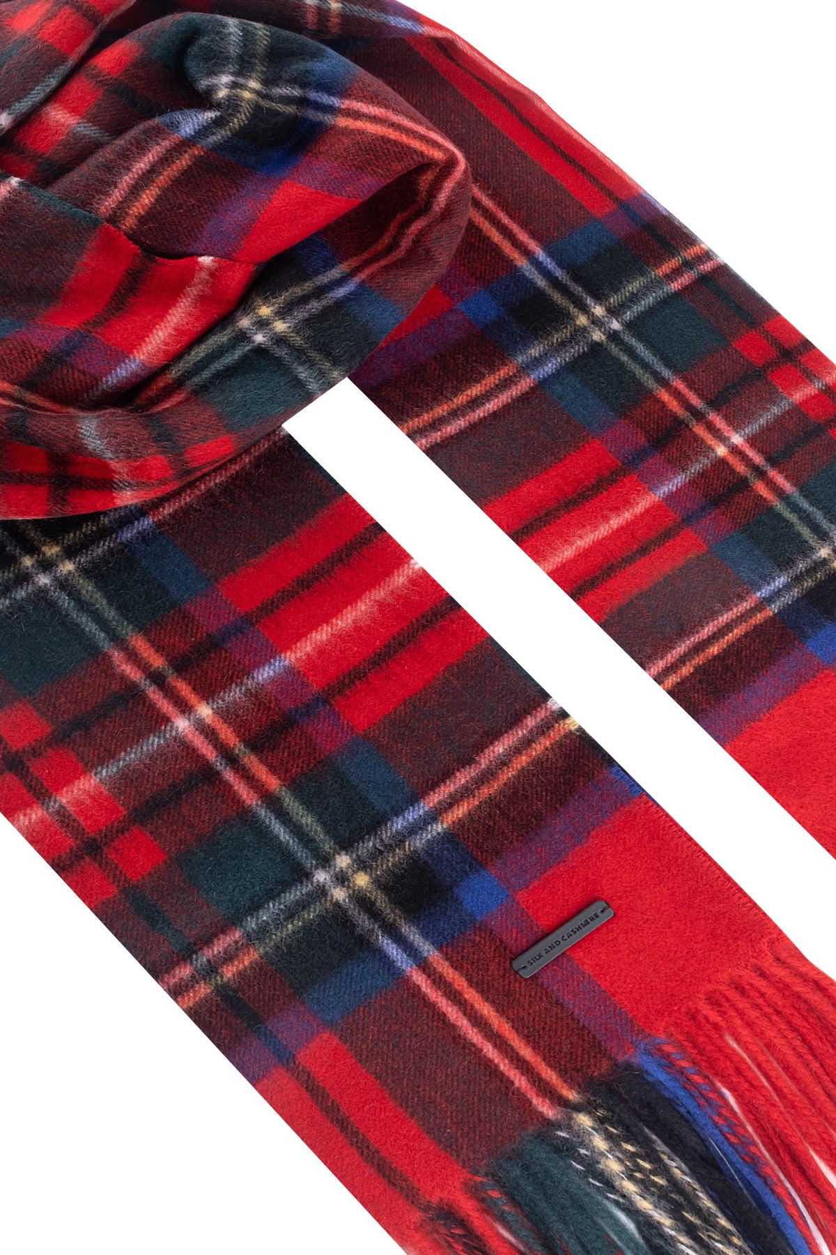 Kırmızı Rose Saf Kaşmir Kareli Şal 70x200 cm