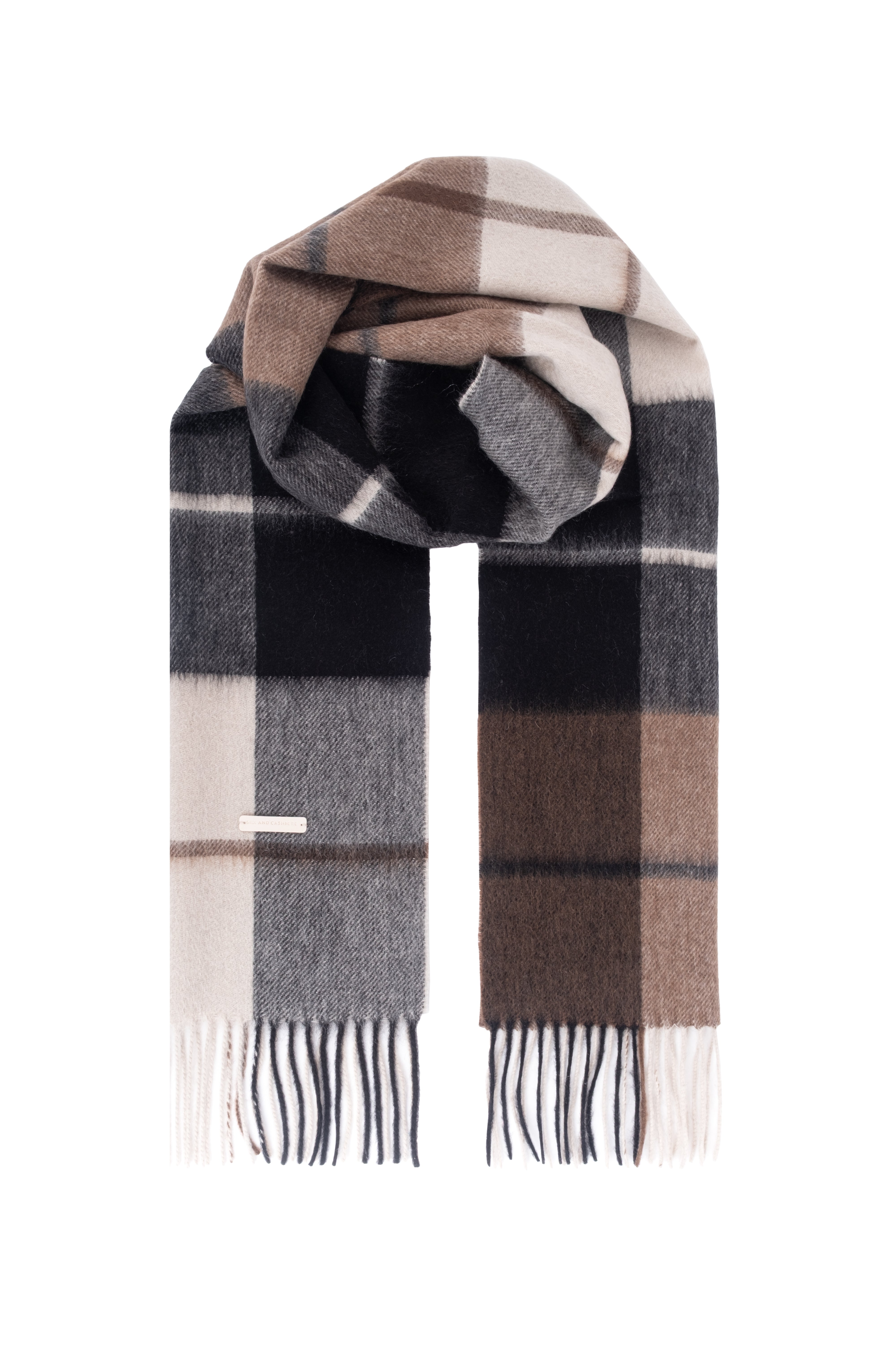 Antrasit Patrick Saf Kaşmir Kareli Atkı 30x164 cm