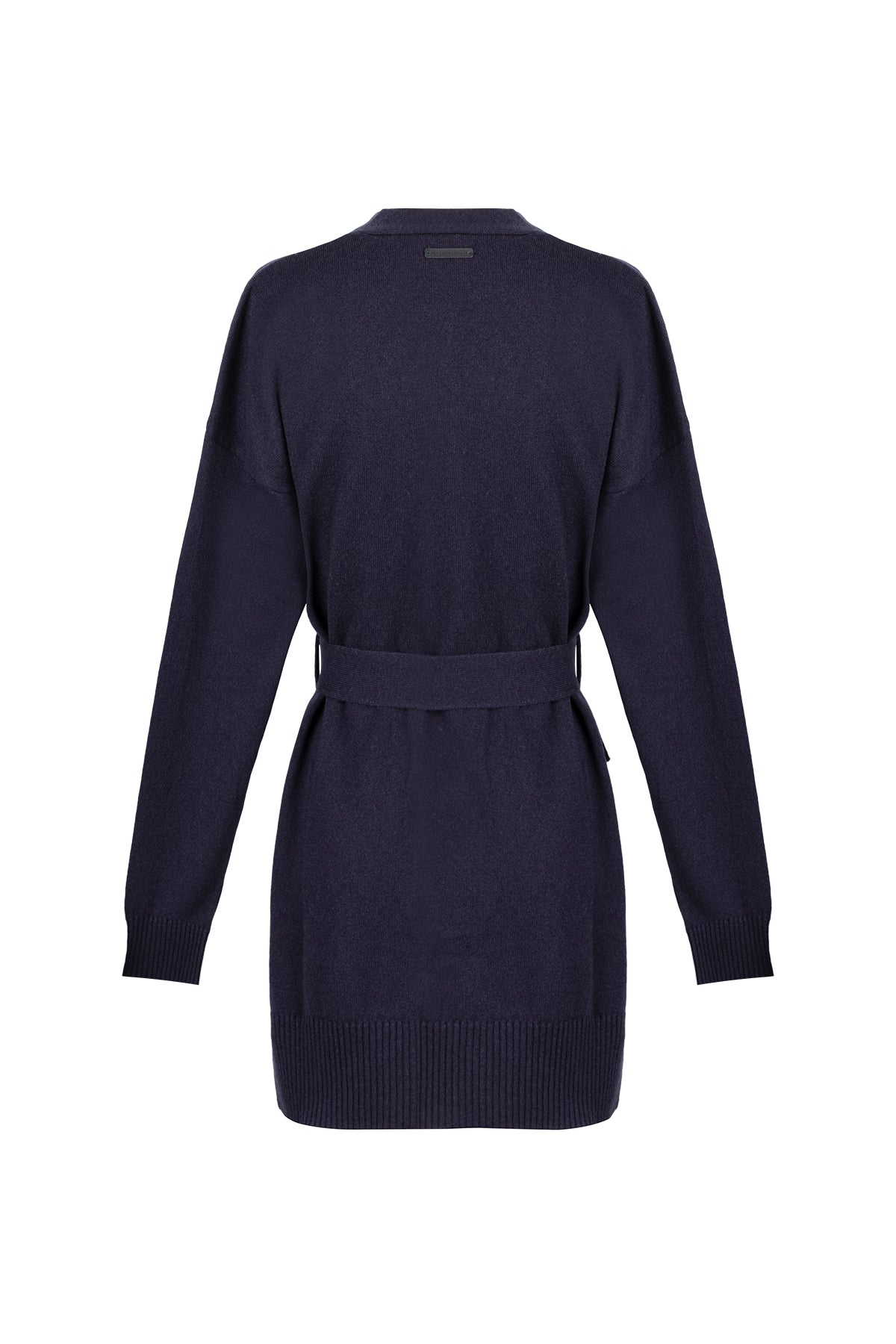 Lacivert Laura Yün Kaşmir Kuşaklı Hırka