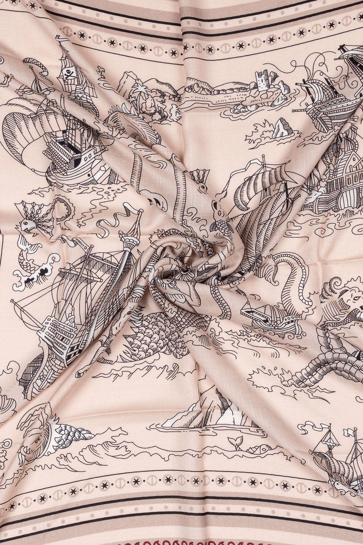 Kırmızı Kahve Linda Saf Kaşmir Baskılı Eşarp 140x 140 cm