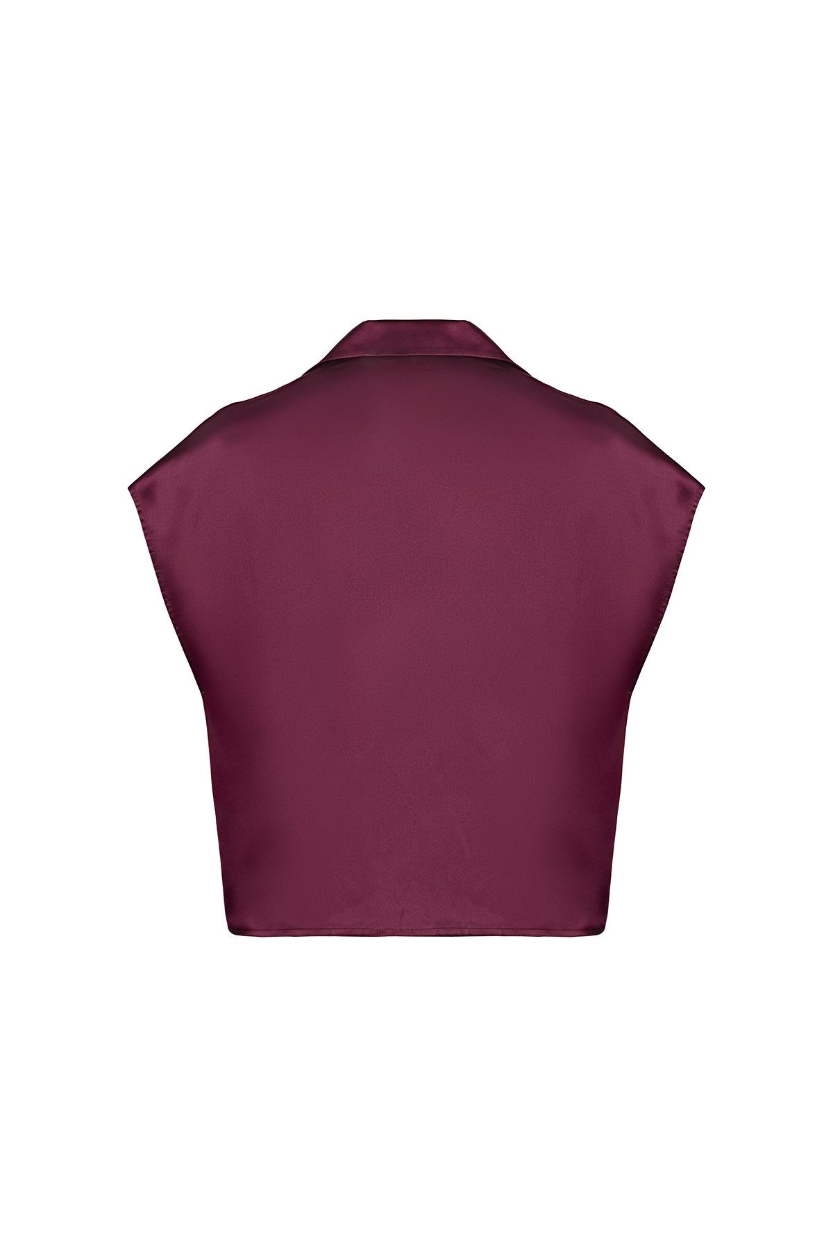 Bordo Astrid Saf İpek Kolsuz Gömlek