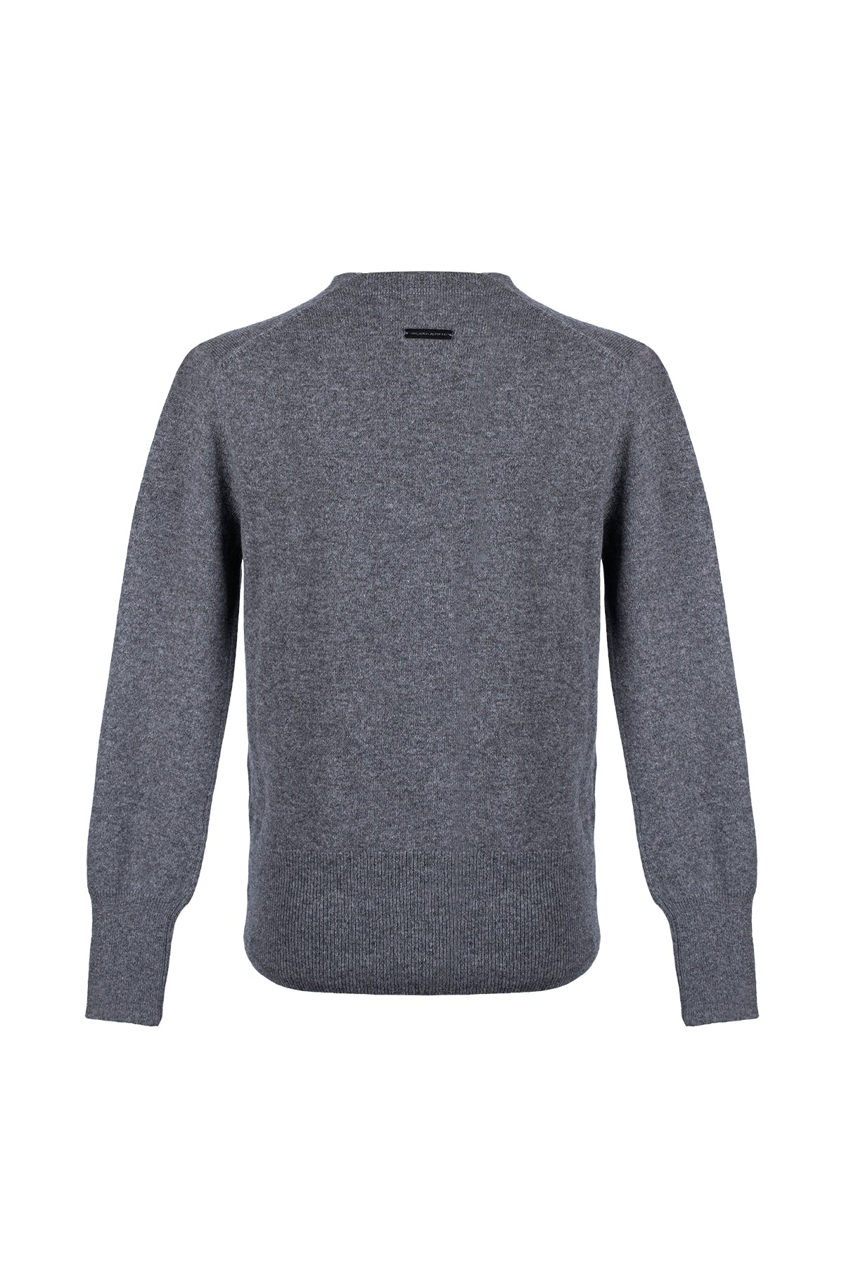 Orta Gri Melanj Franca Saf Kaşmir Derin V Yaka Kazak