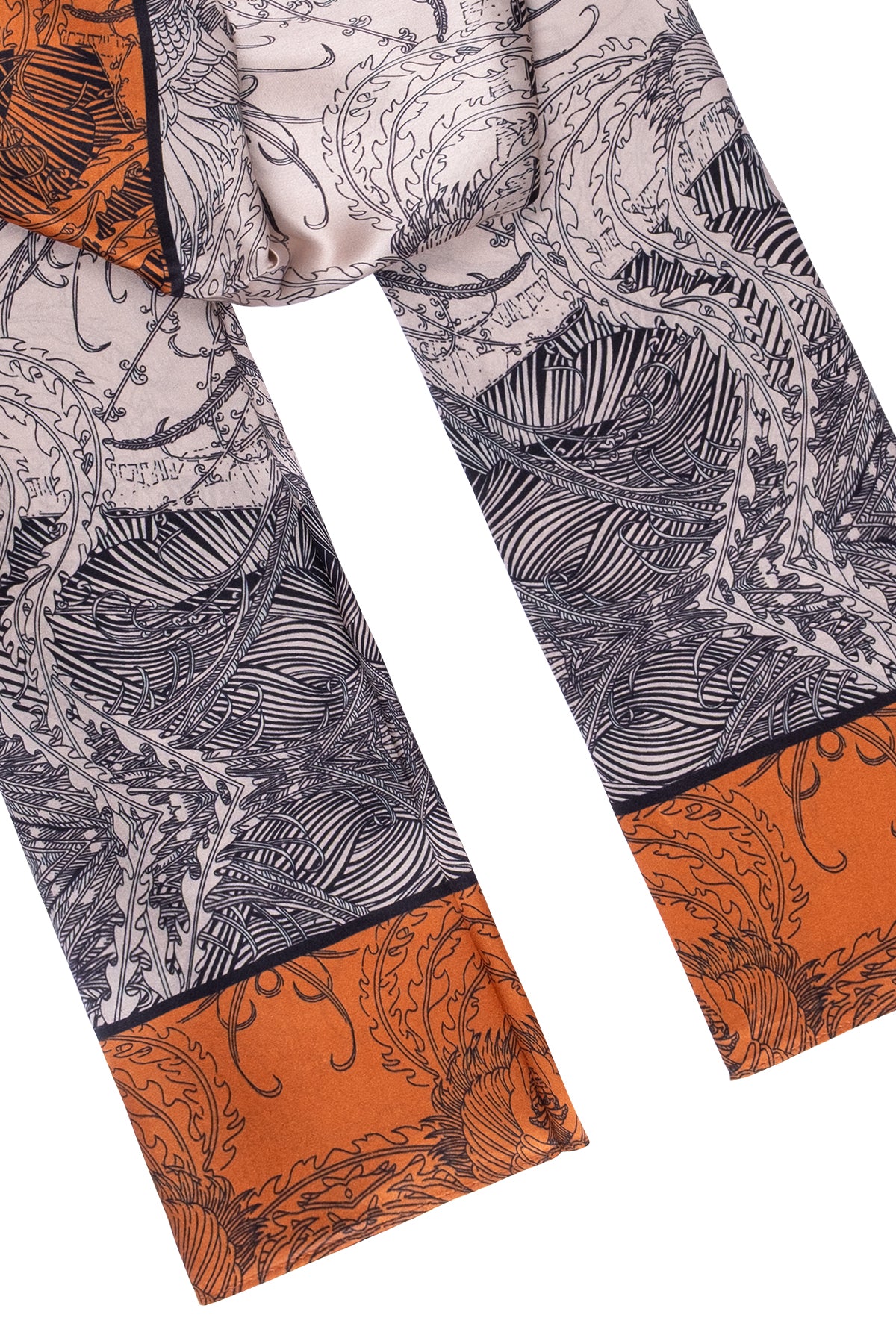 Turuncu Luciana İpek Desenli Fular 55x170 cm