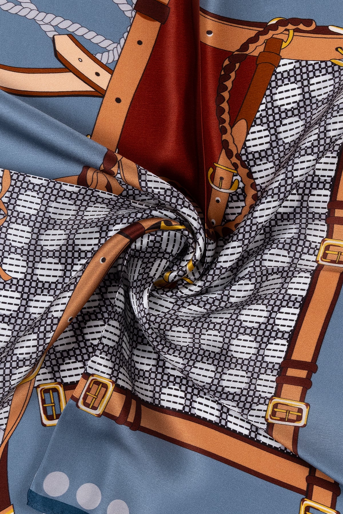 Mavi Laila Saf İpek Kare Eşarp 50x50 cm