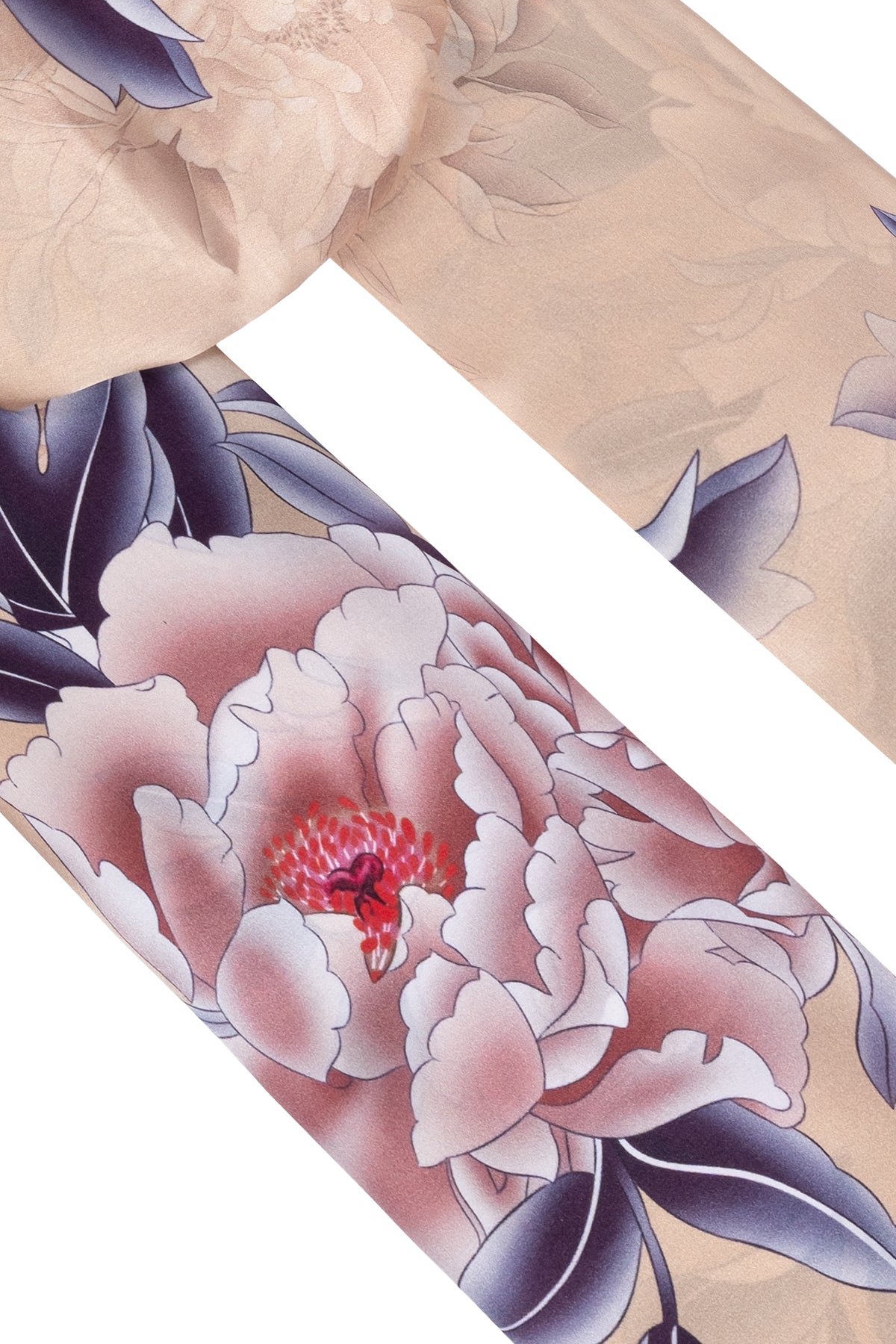 Bej Luciana İpek Desenli Fular 55x170 cm