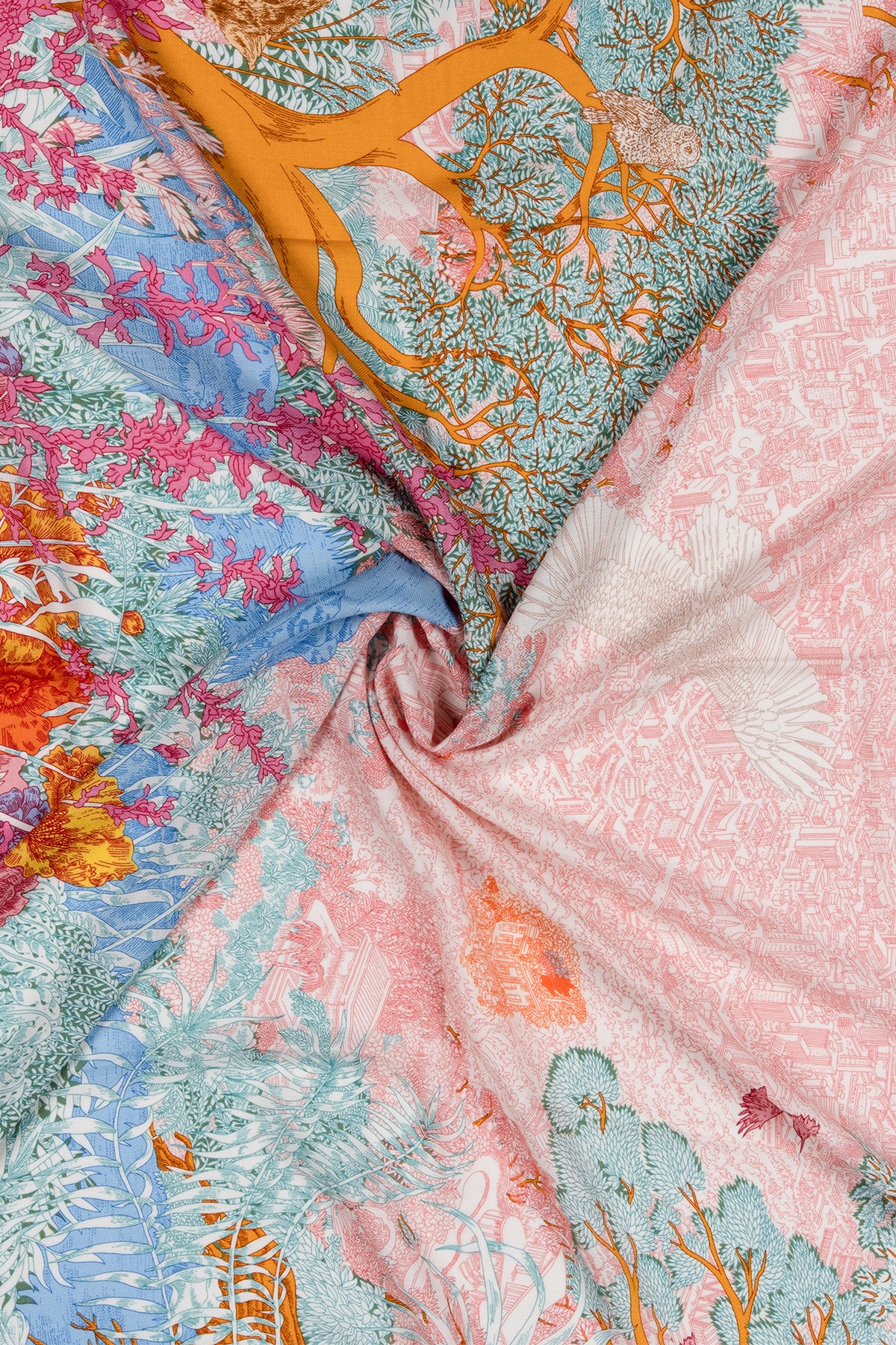 Fuşya Linda Kaşmir Desenli Kare Eşarp 140x140  cm