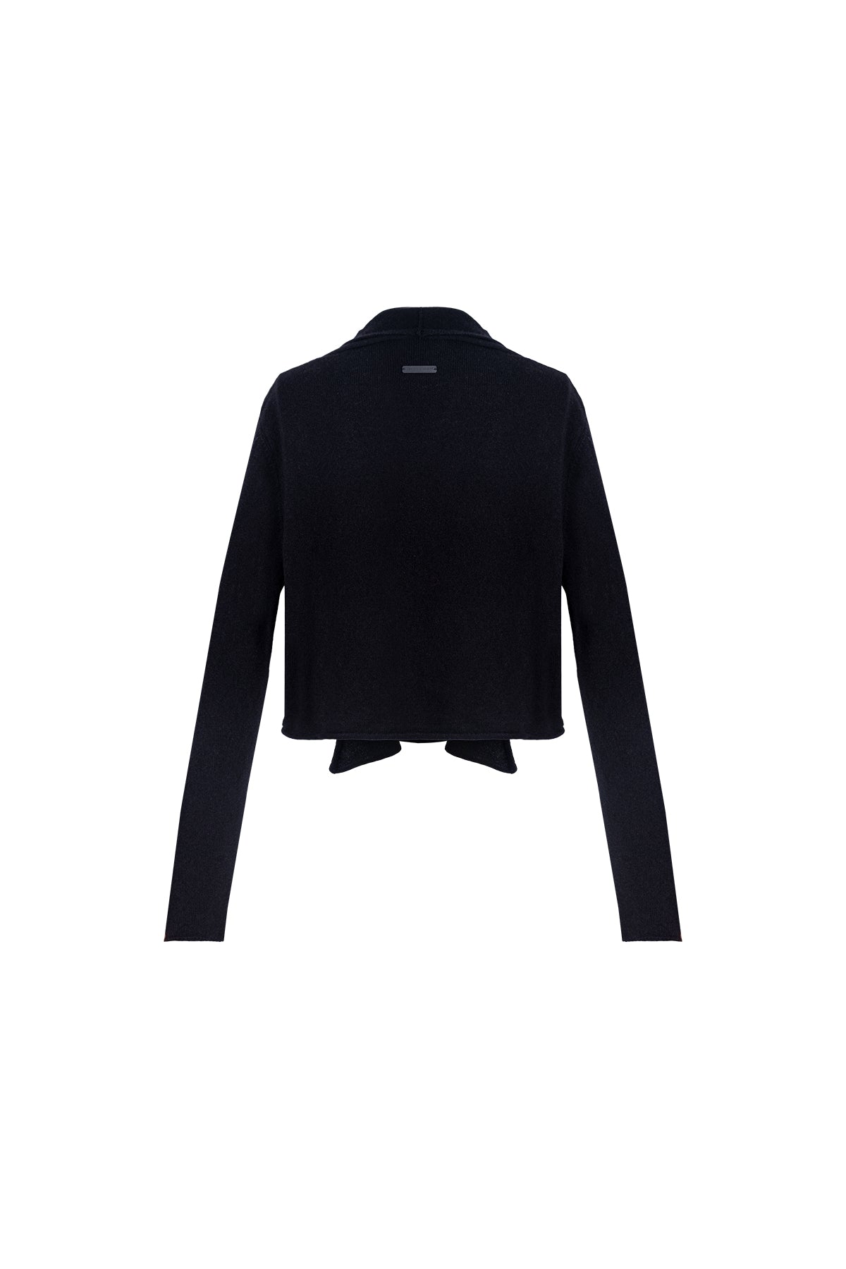 Siyah Elena Saf Kaşmir Düğmesiz Crop Hırka