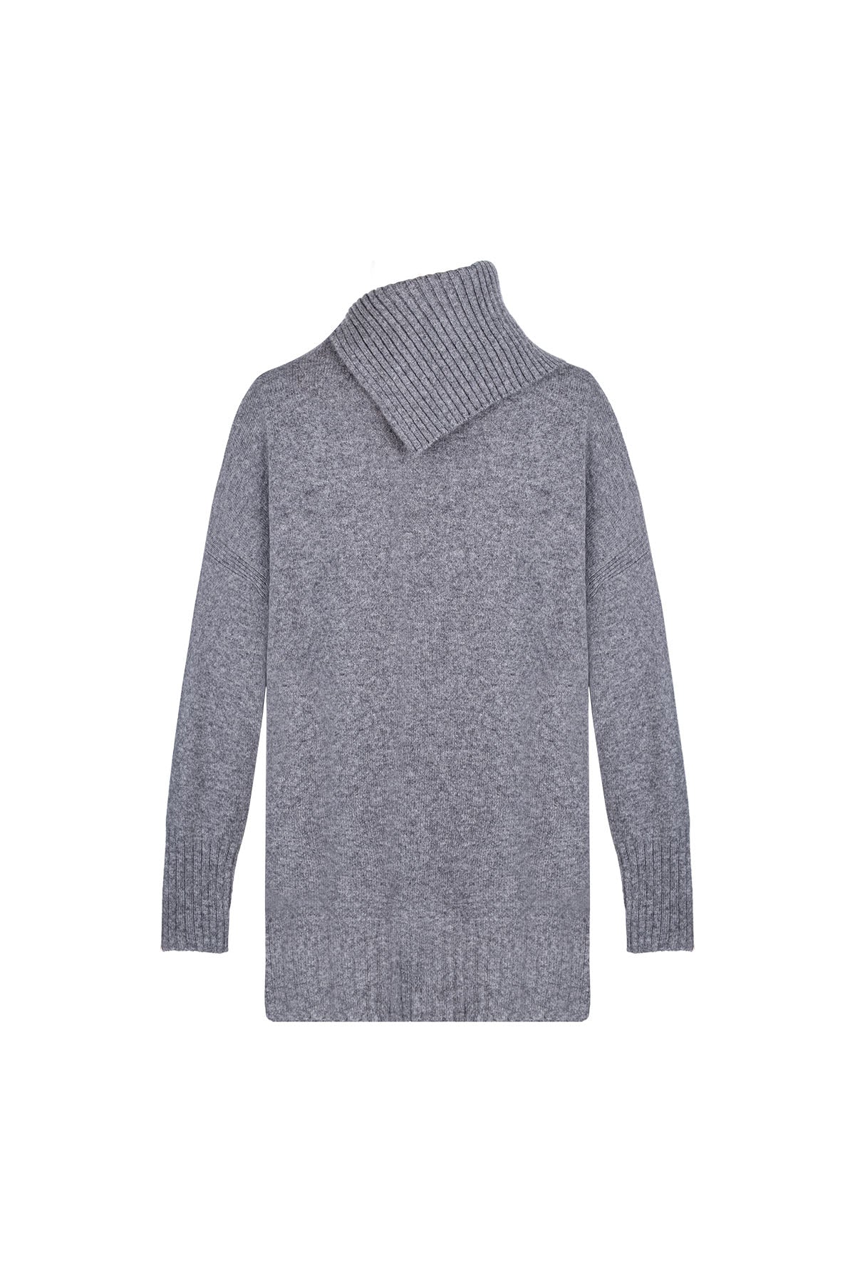 Gri Isabella Saf Kaşmir Balıkçı Yaka Kazak