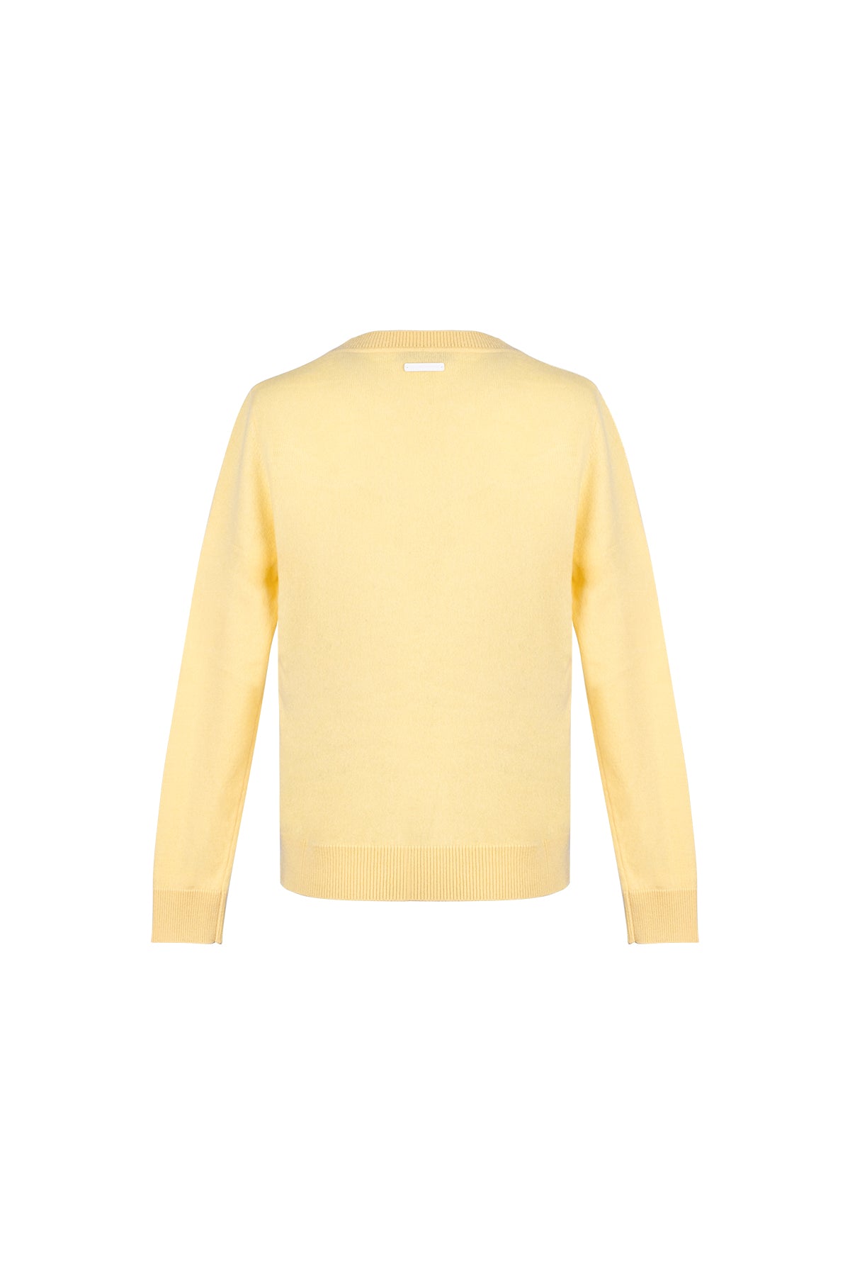 Sarı Agata Saf Kaşmir Yuvarlak Yaka Kazak