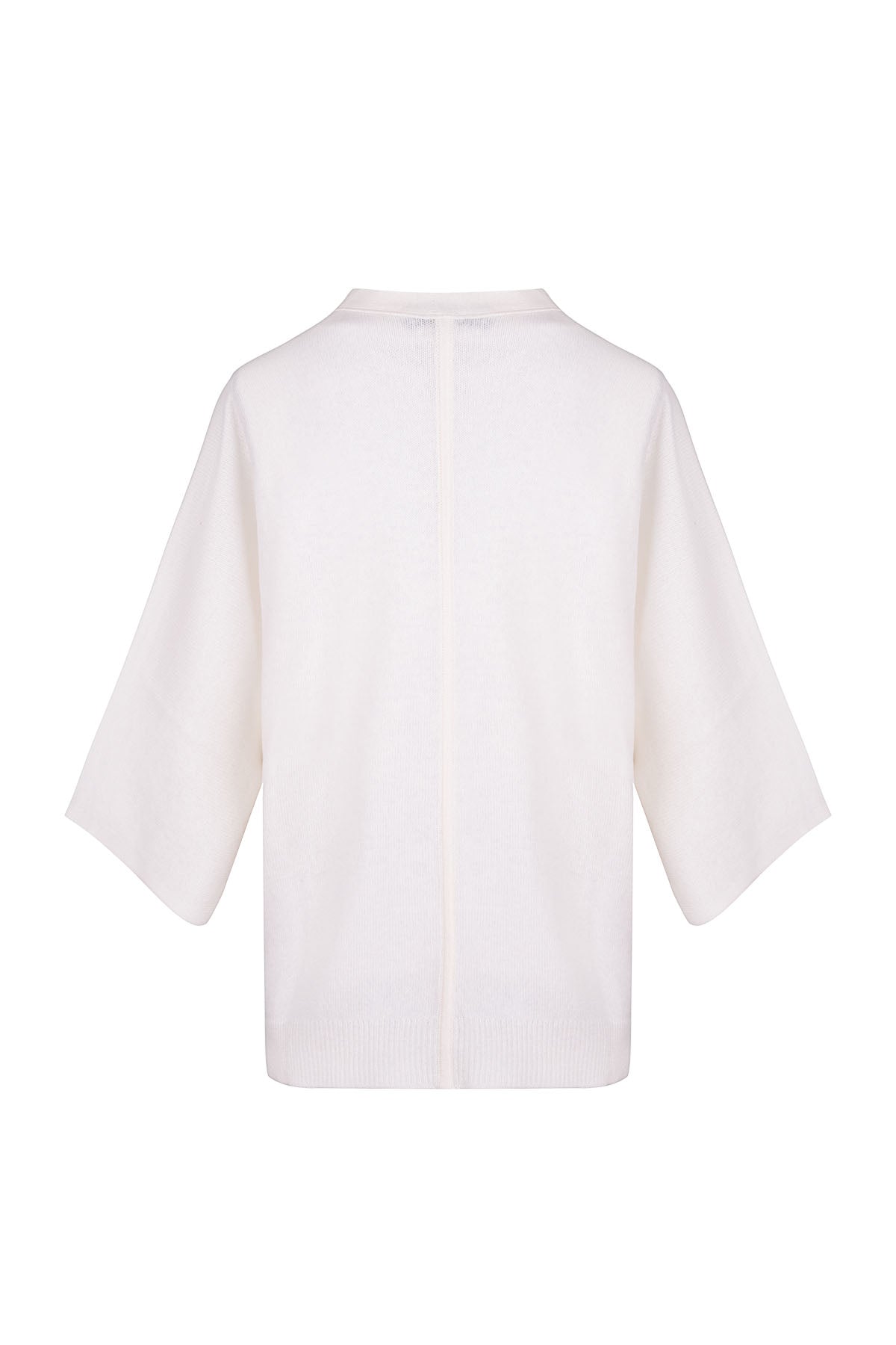 Ekru Kostir Saf Kaşmir Derin V Yaka Triko Hırka