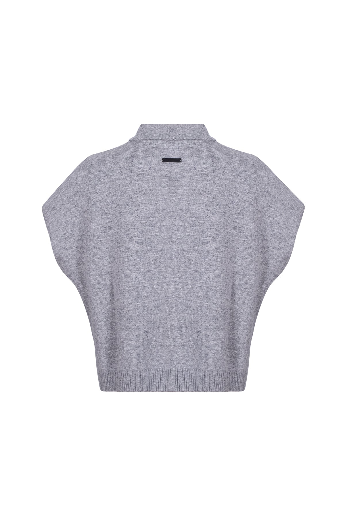 Açık Gri Vanessa Saf Kaşmir Kısa Kollu Polo