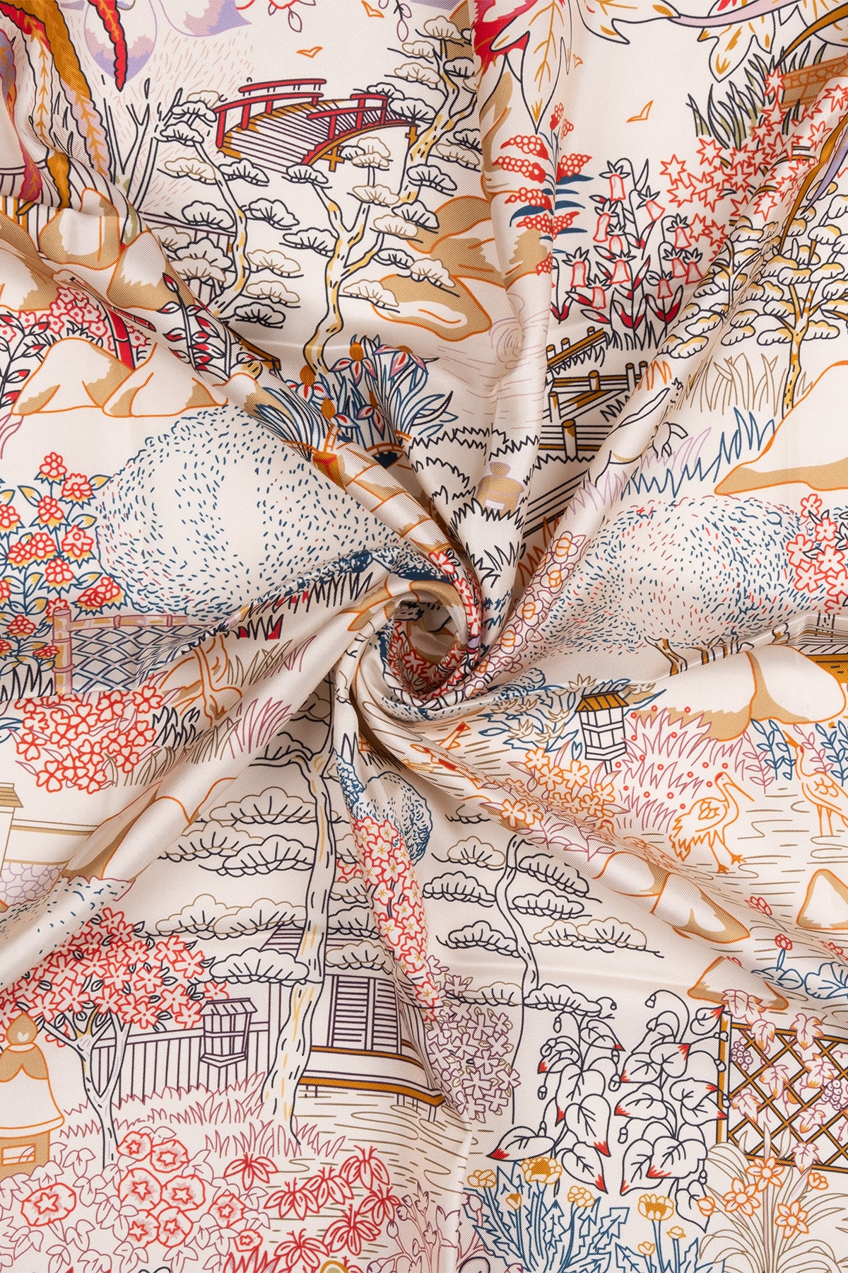 Koyu Bej Lara Saf İpek Baskılı Eşarp 90x90 cm