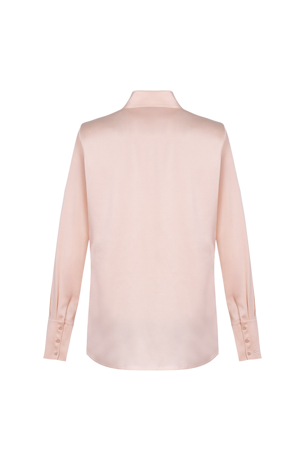 Pudra Saf İpek Audrey Uzun Kollu Gömlek