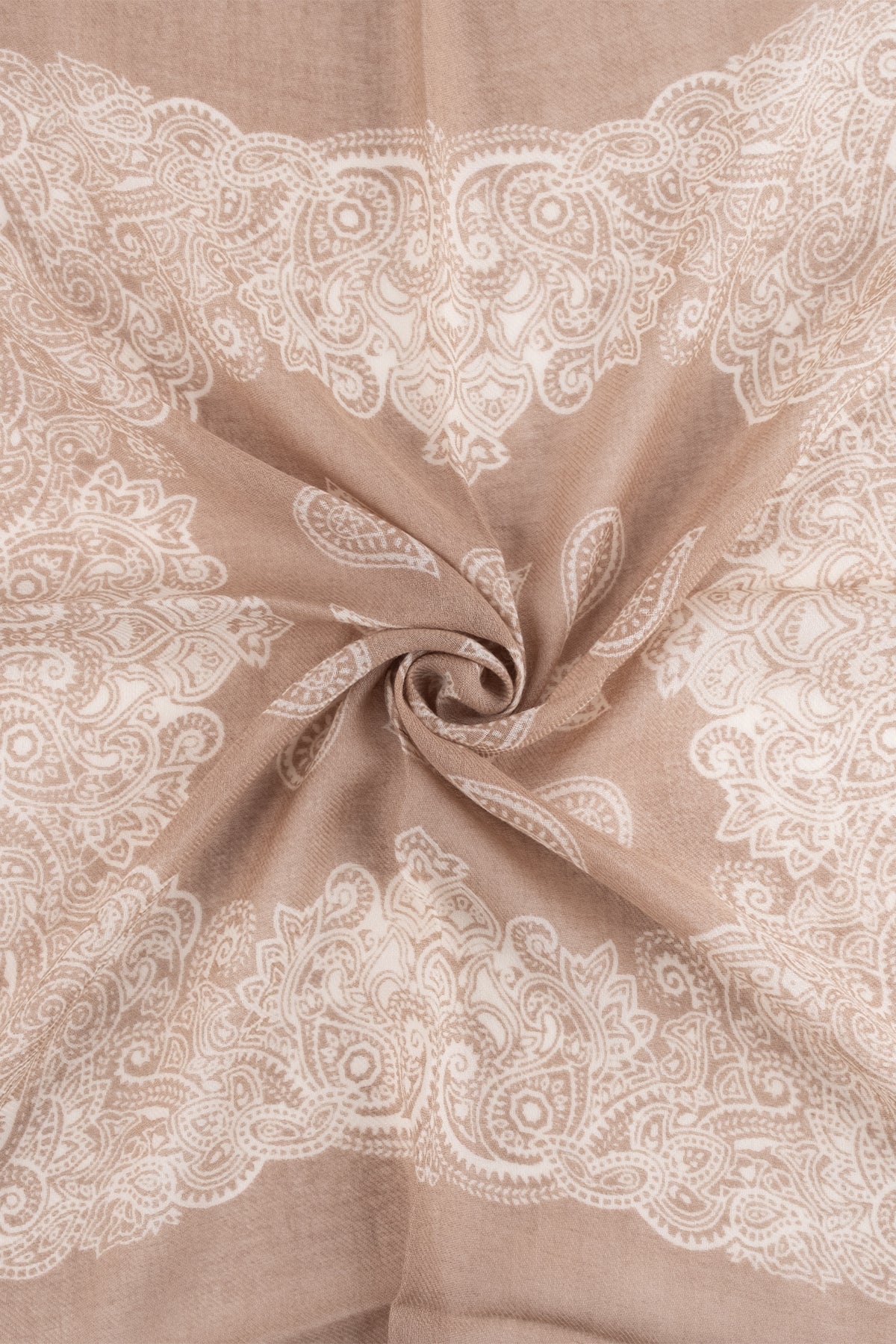 Bej Jas  Desenli Kare Şal 70x70 cm