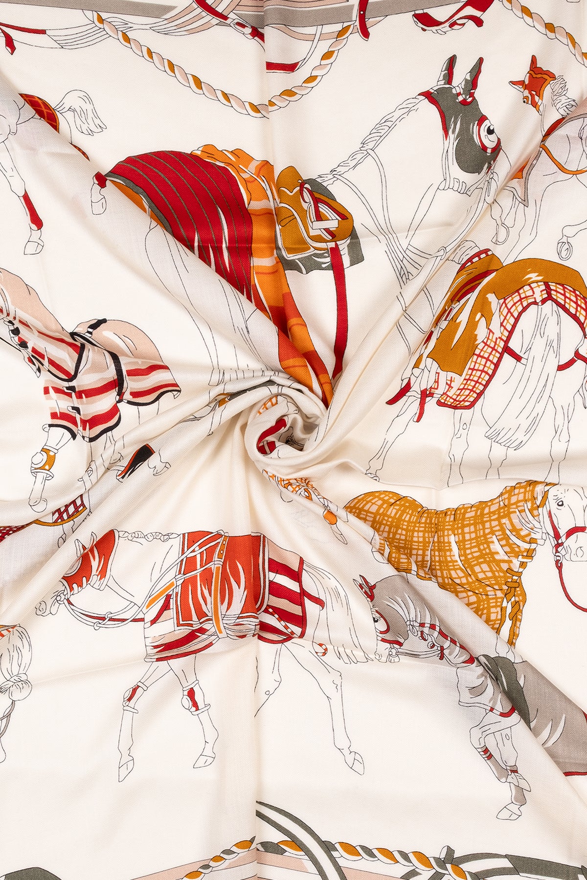 Ekru Linda Saf Kaşmir Baskılı Eşarp 140x140 cm