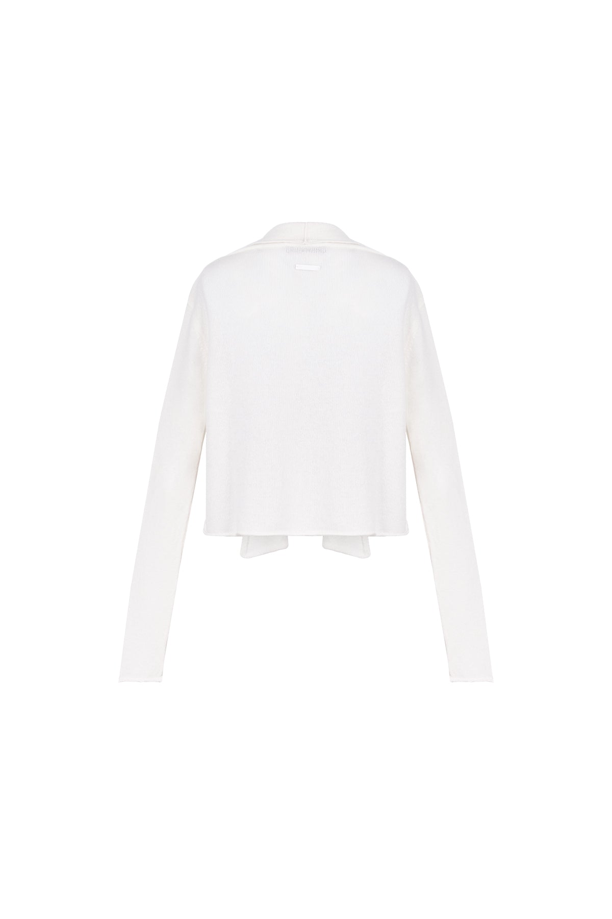 Beyaz Elena Saf Kaşmir Düğmesiz Crop Hırka