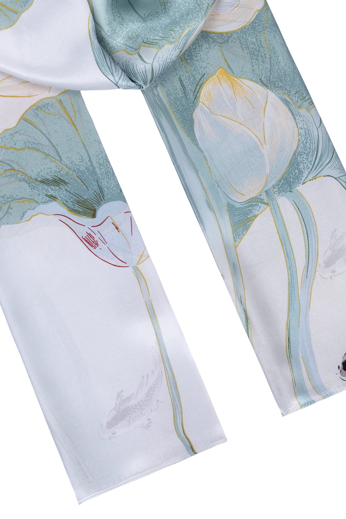 Açık Mavi Beyaz Luciana İpek Desenli Fular 55x170 cm