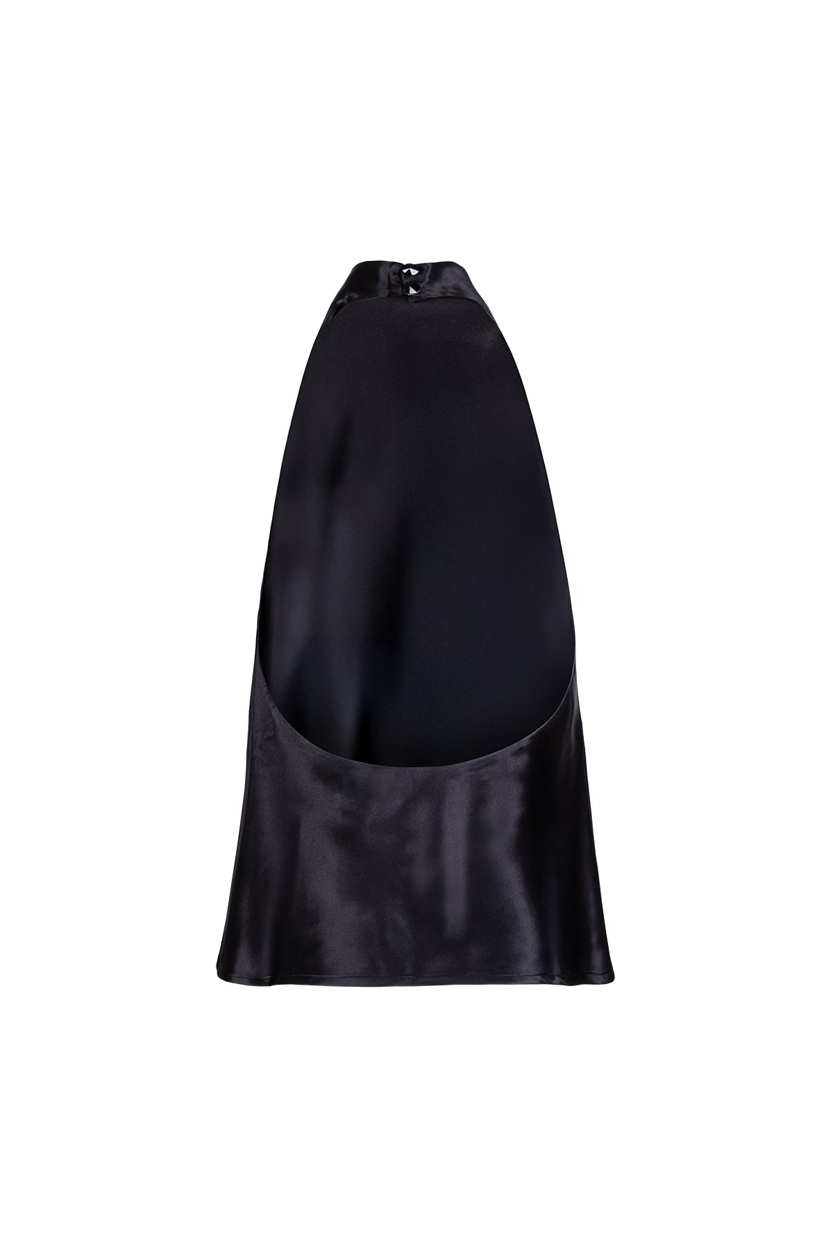 Siyah Luna Saf İpek Arkası Açık Bluz