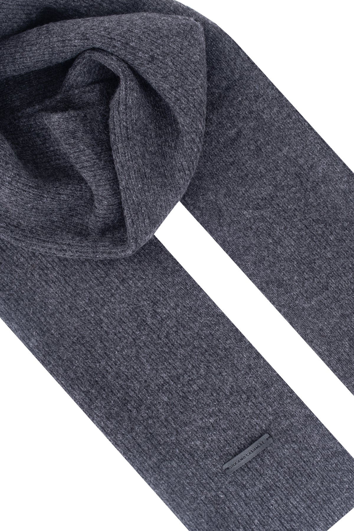 Antrasit Copenhagen Saf Yün Ribana Örme Atkı 25x150 cm