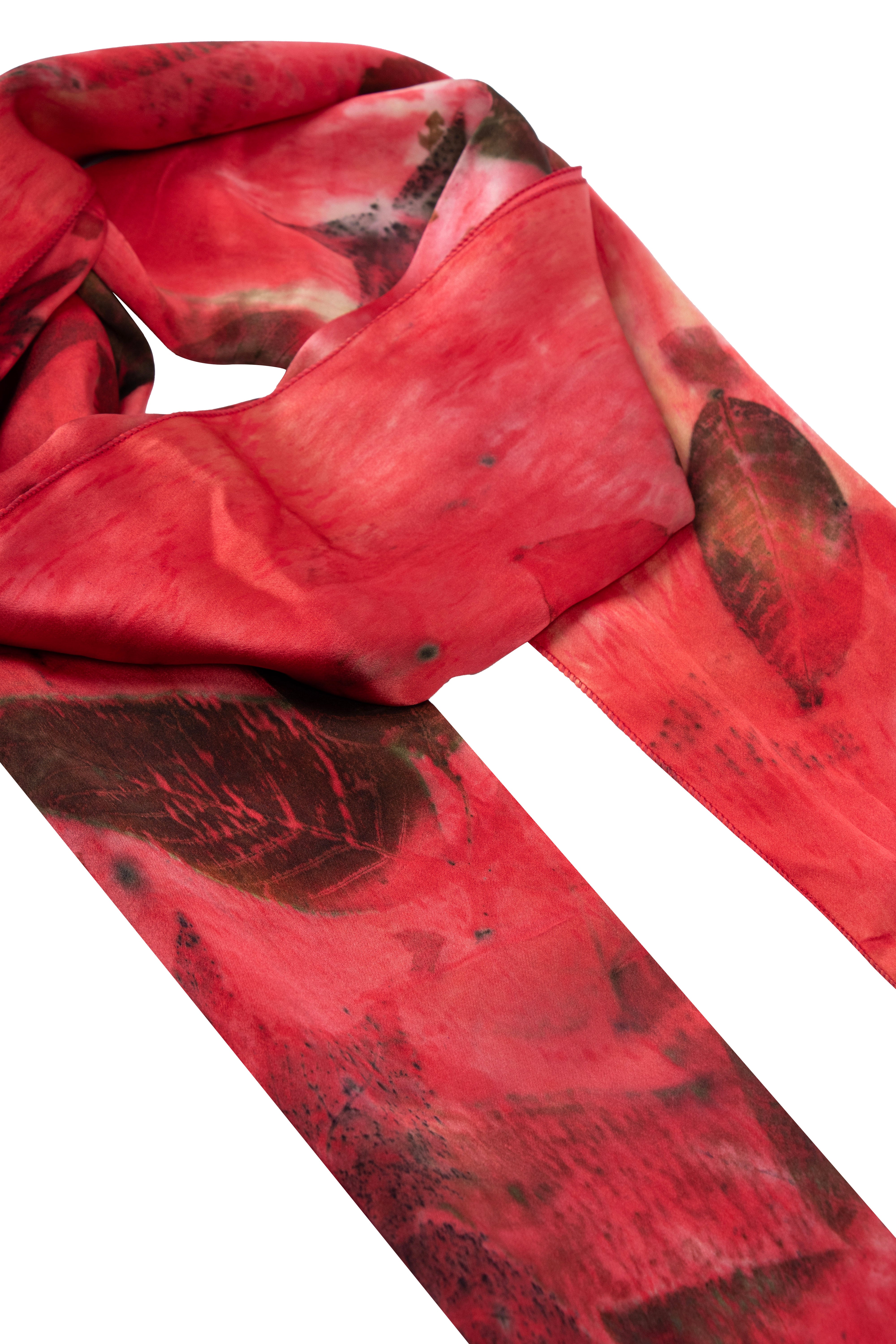 Kiremit Saf İpek El Baskısı Ekolojik Şal 90 x 200 cm