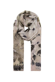 Antrasit Saf İpek El Baskısı Ekolojik Şal 90 x 200 cm