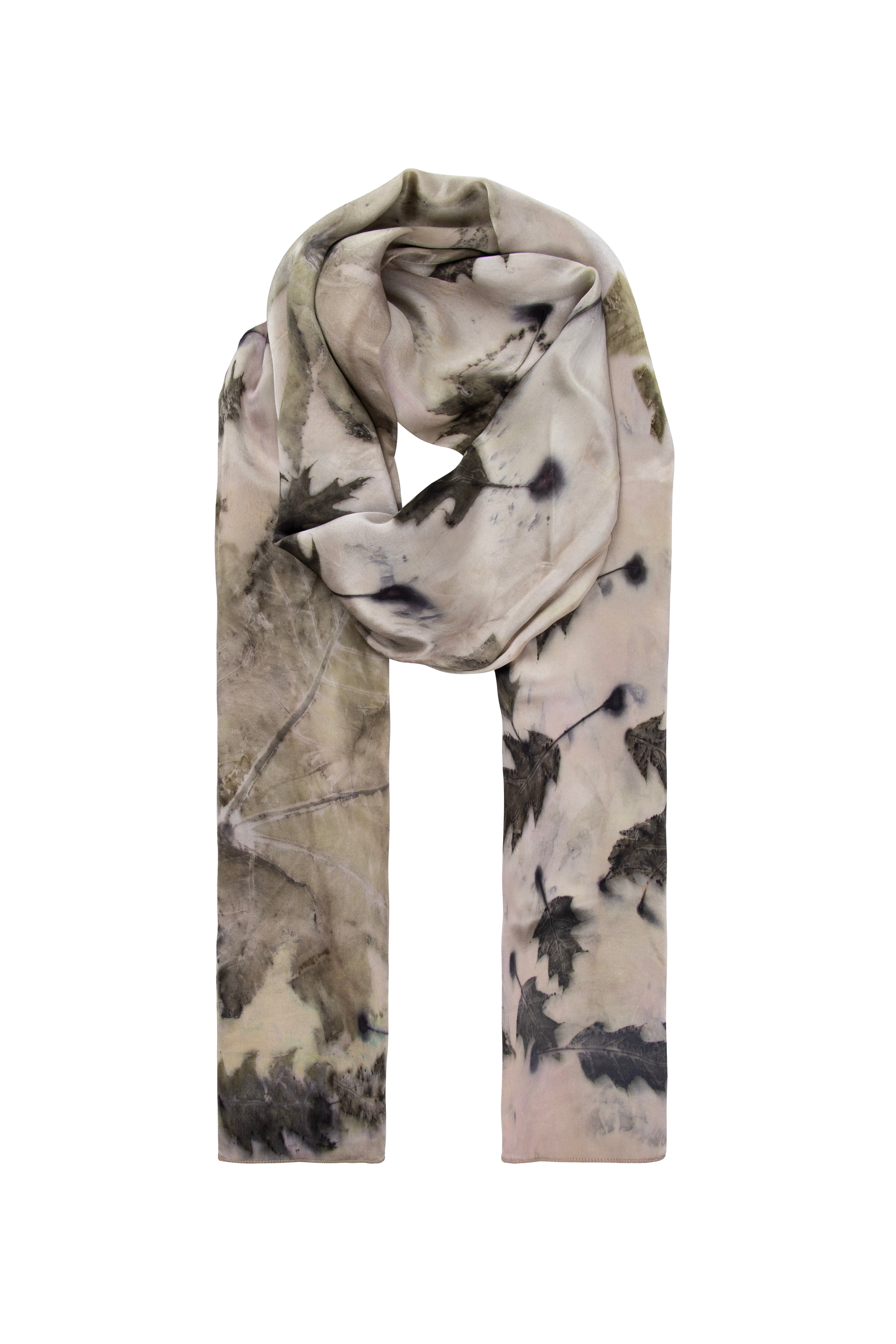 Antrasit Saf İpek El Baskısı Ekolojik Şal 90 x 200 cm