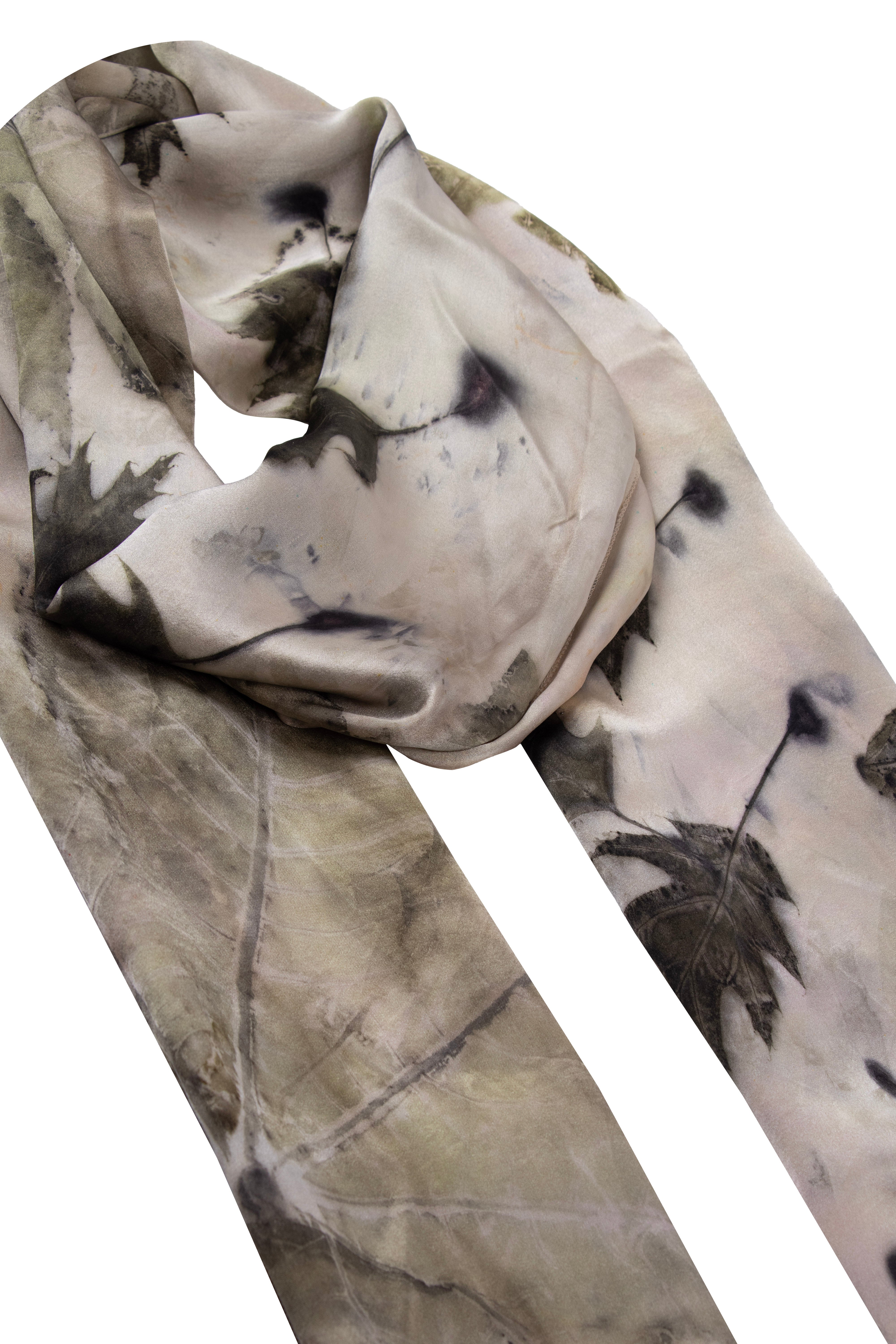 Antrasit Saf İpek El Baskısı Ekolojik Şal 90 x 200 cm