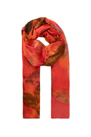 Tarçın Saf İpek El Baskısı Ekolojik Şal 90 x 200 cm