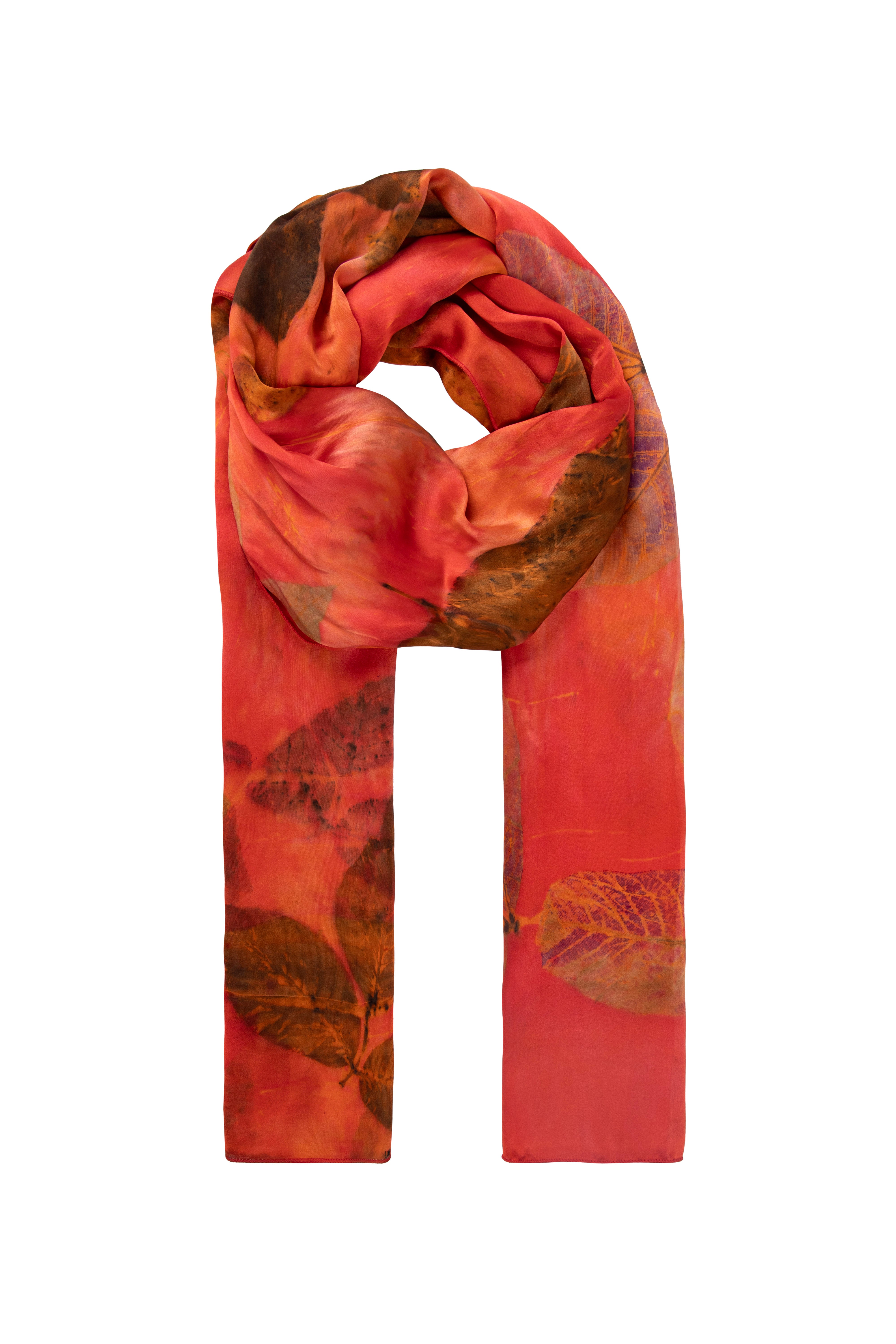 Tarçın Saf İpek El Baskısı Ekolojik Şal 90 x 200 cm