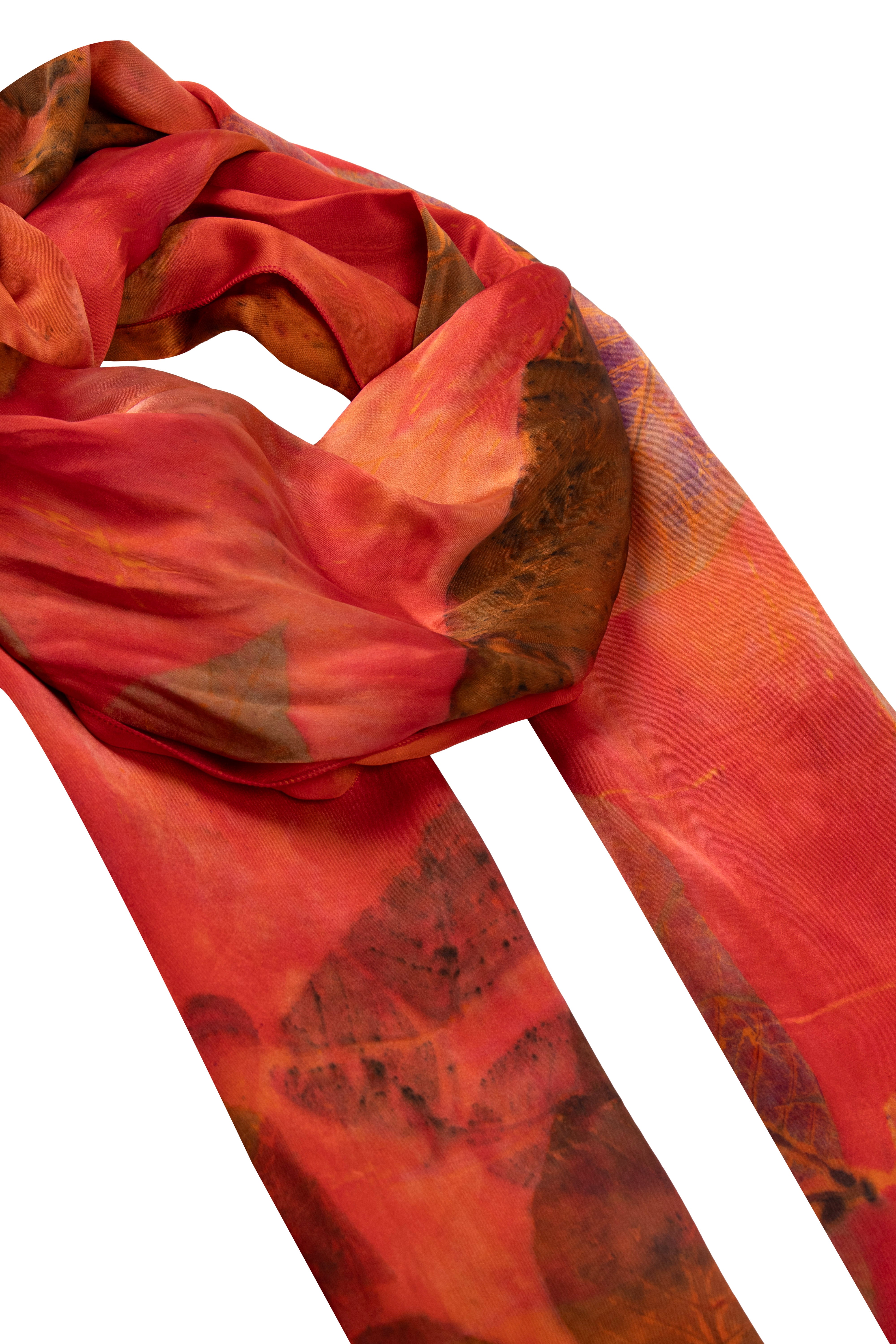 Tarçın Saf İpek El Baskısı Ekolojik Şal 90 x 200 cm