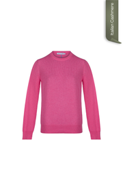 Koyu Fuşya Franca Saf Kaşmir Bisiklet Yaka Kazak