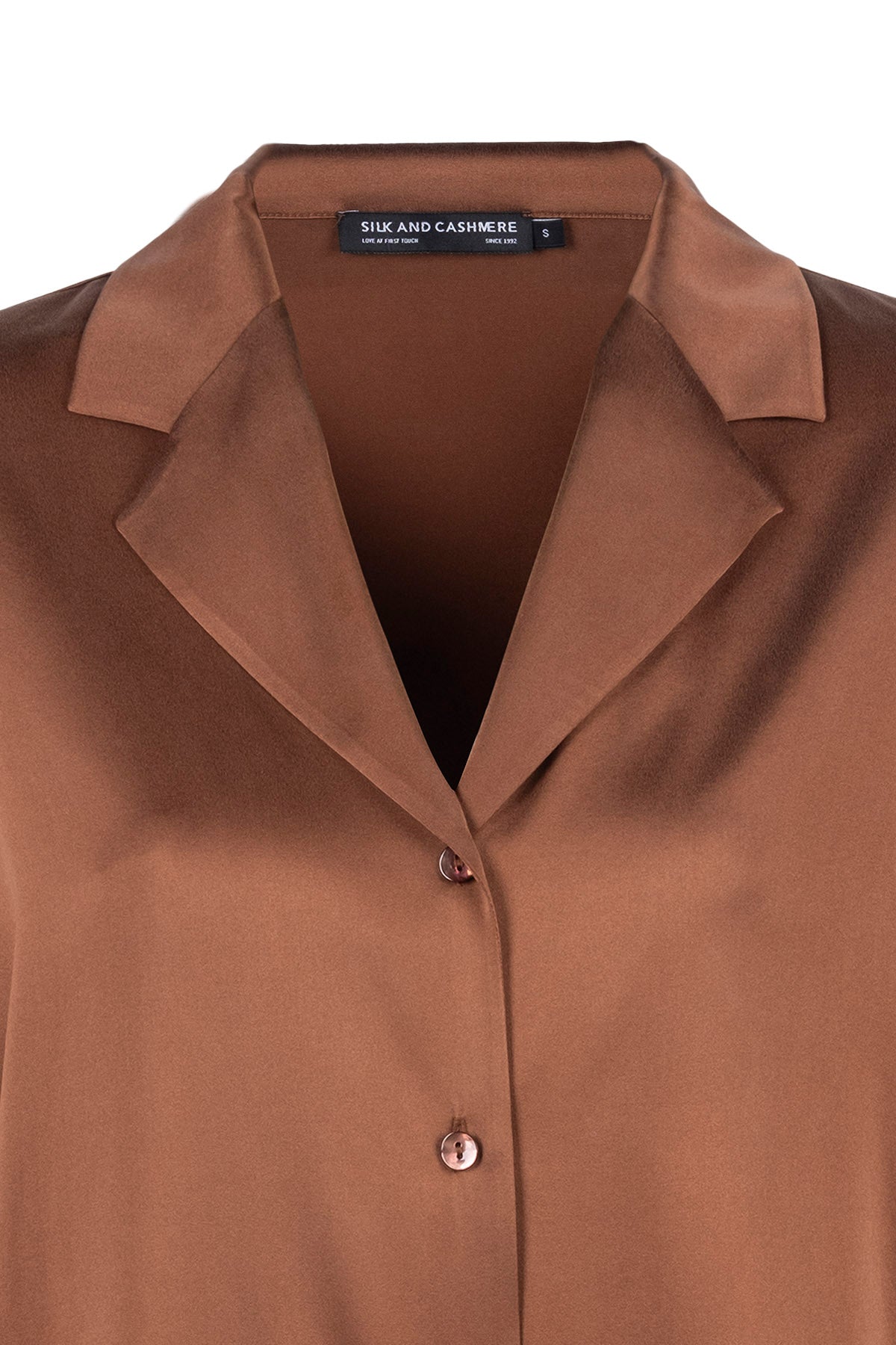 Kahverengi Astrid Sky Saf İpek Gömlek