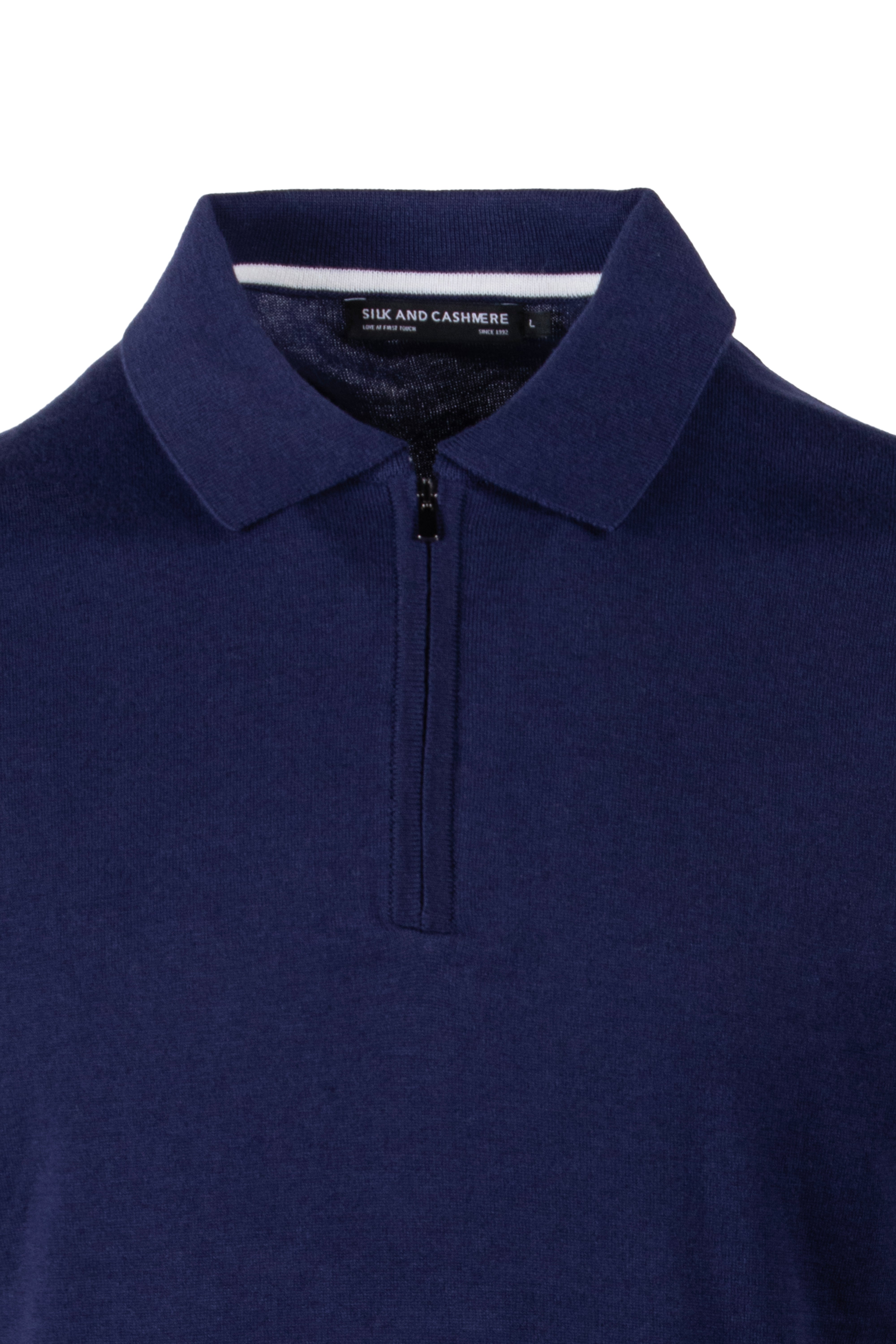 Lacivert Quentin İpek ve Pamuk Kısa Kol Erkek Polo